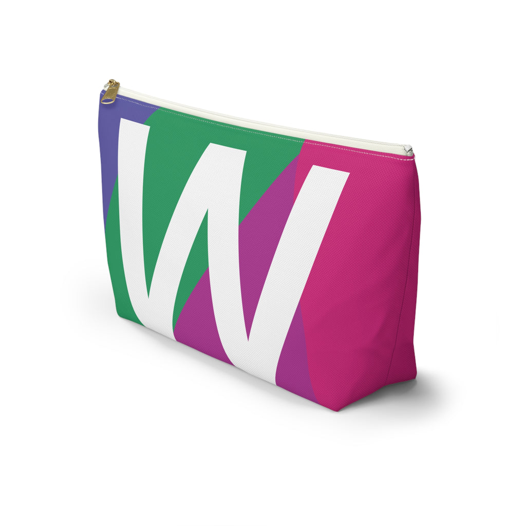 Initials Colorblock Accessory Pouch — Monogram W T-Bottom Cosmetic Bag