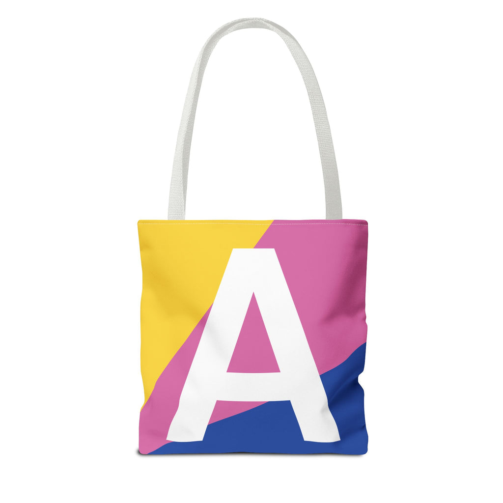 Monogram 'A' Colorblock Tote Bag — Personalized Initial A Shoulder Tote