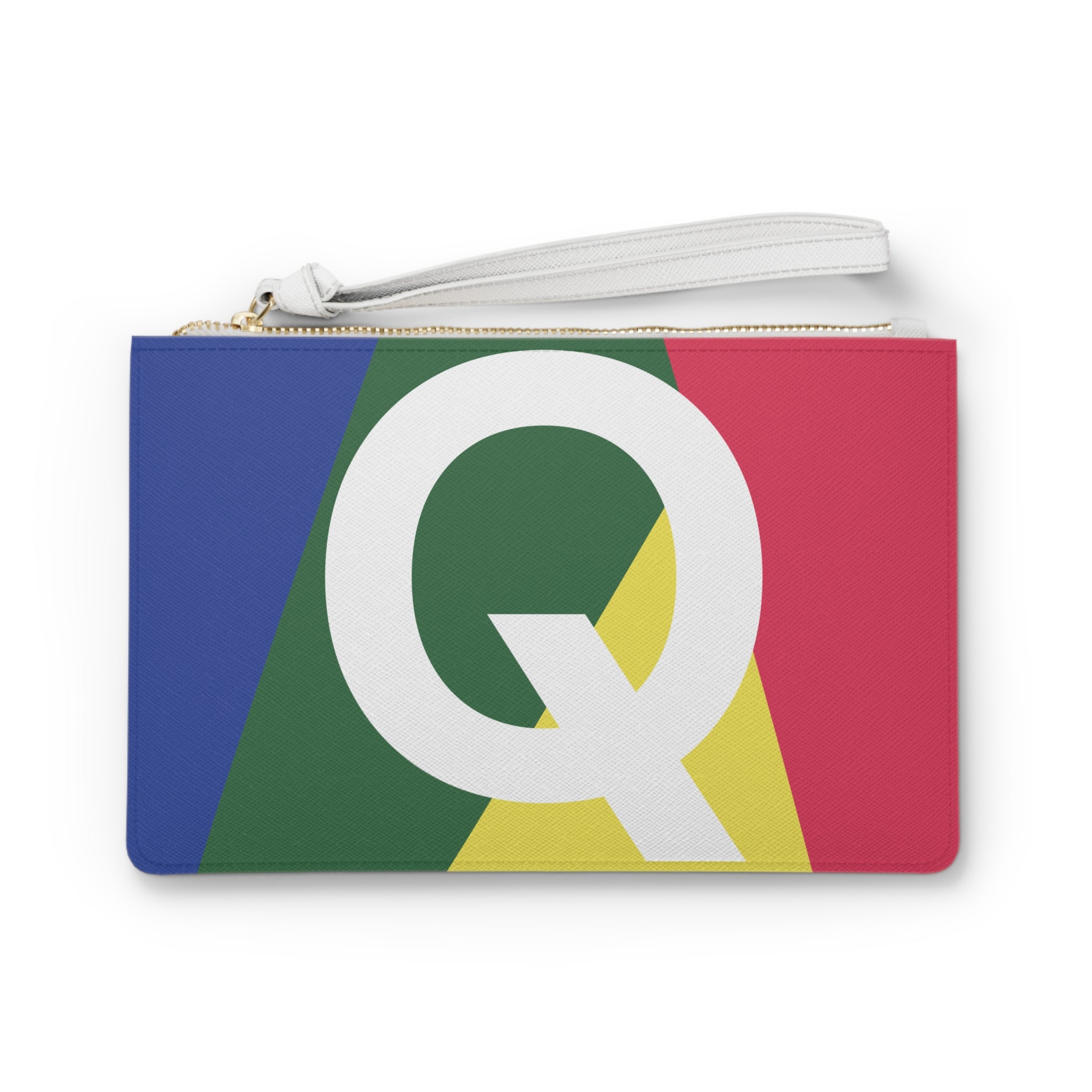Monogram 'Q' Colorblock Clutch Bag — Bold Geometric Wristlet for Everyday & Gifts