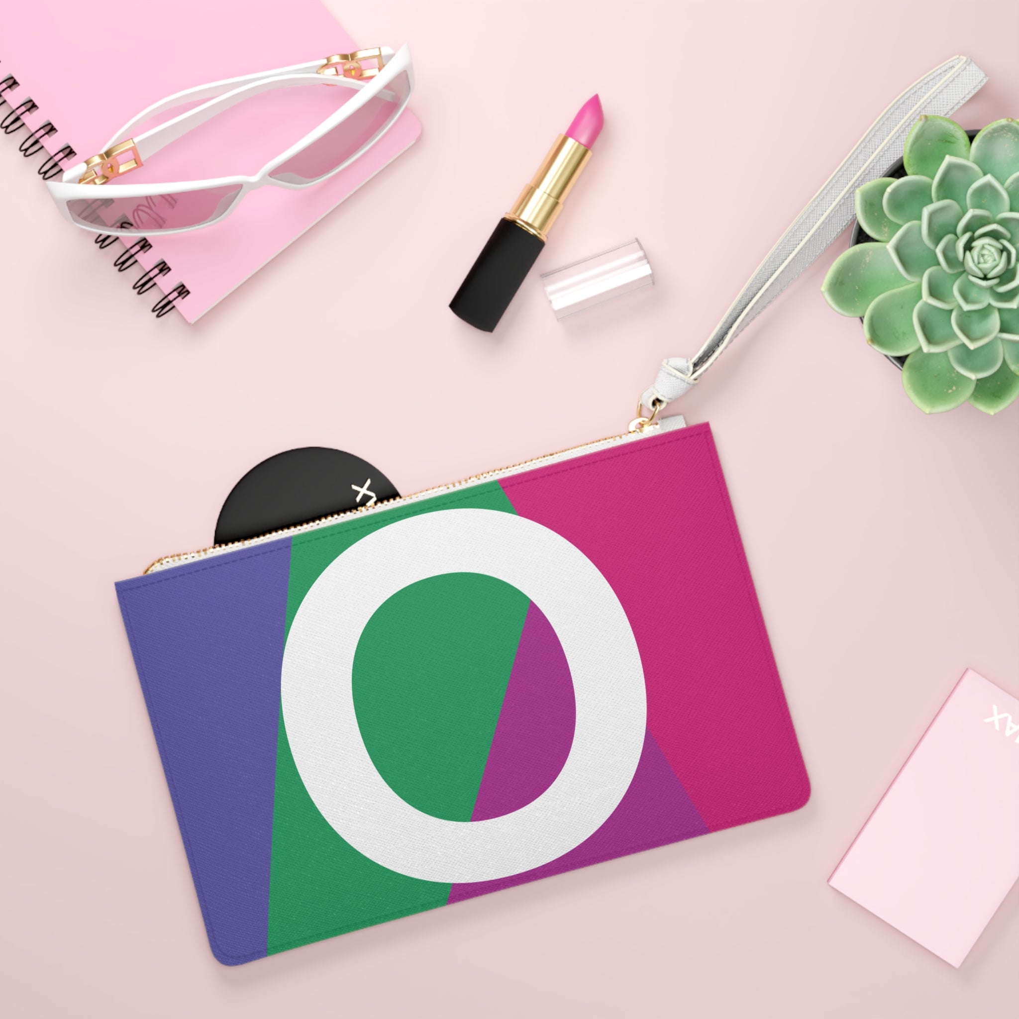 Monogram 'O' Colorblock Clutch Bag — Bold Geometric Wristlet for Everyday & Gifts