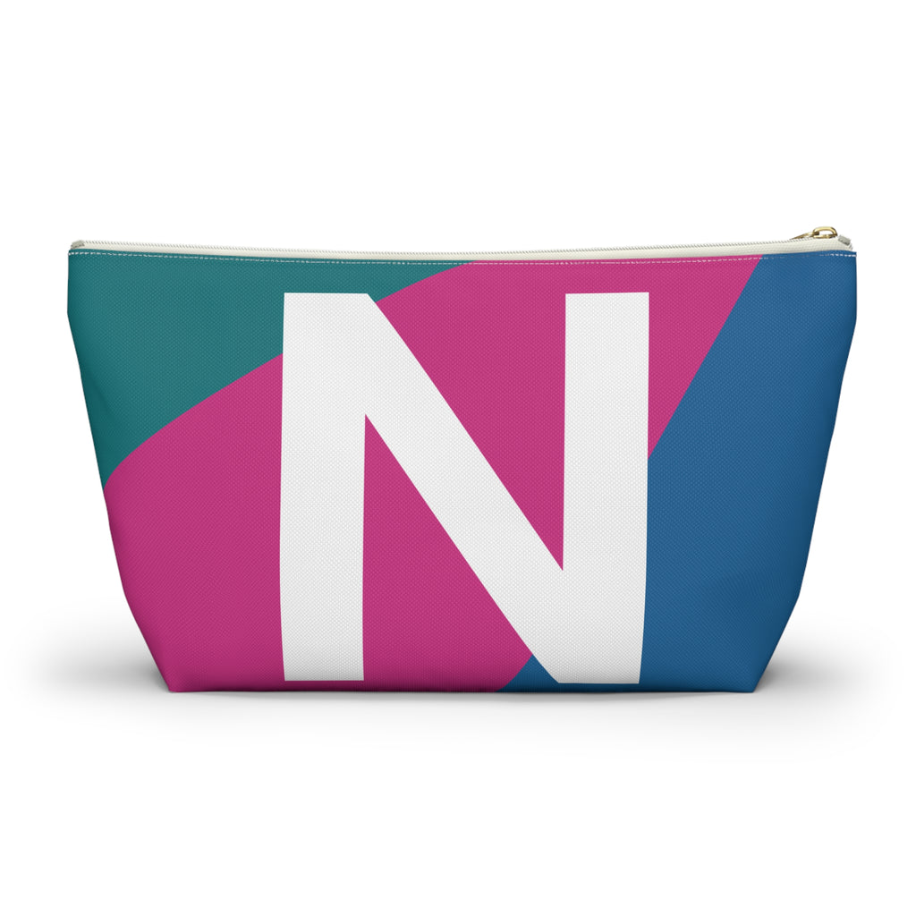 Initials Colorblock Accessory Pouch — Monogram N T-Bottom Cosmetic Bag