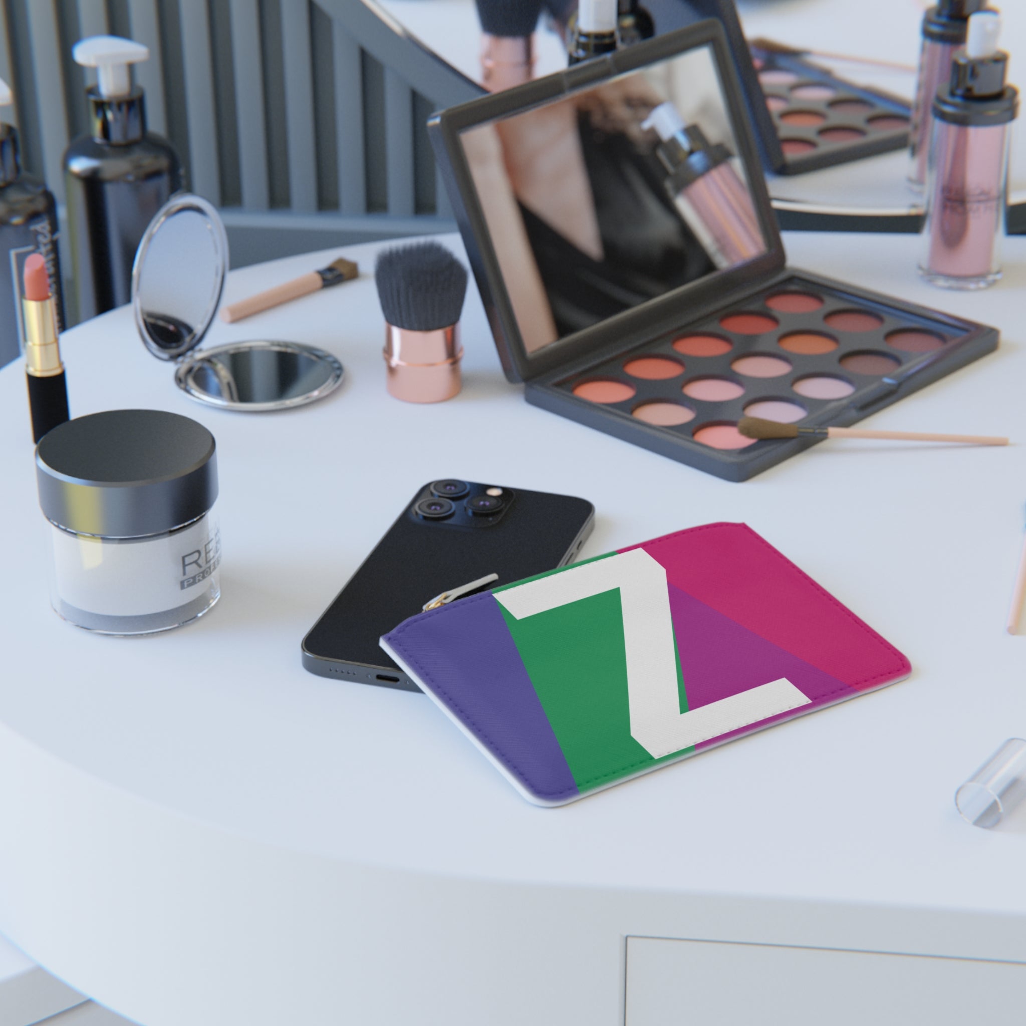 Initial Z Mini Clutch — Colorblock Monogram Wristlet Wallet