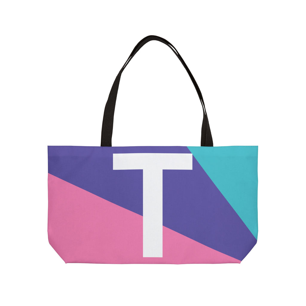 Personalized 'T' Colorblock Tote Bag — Monogram Weekender Tote