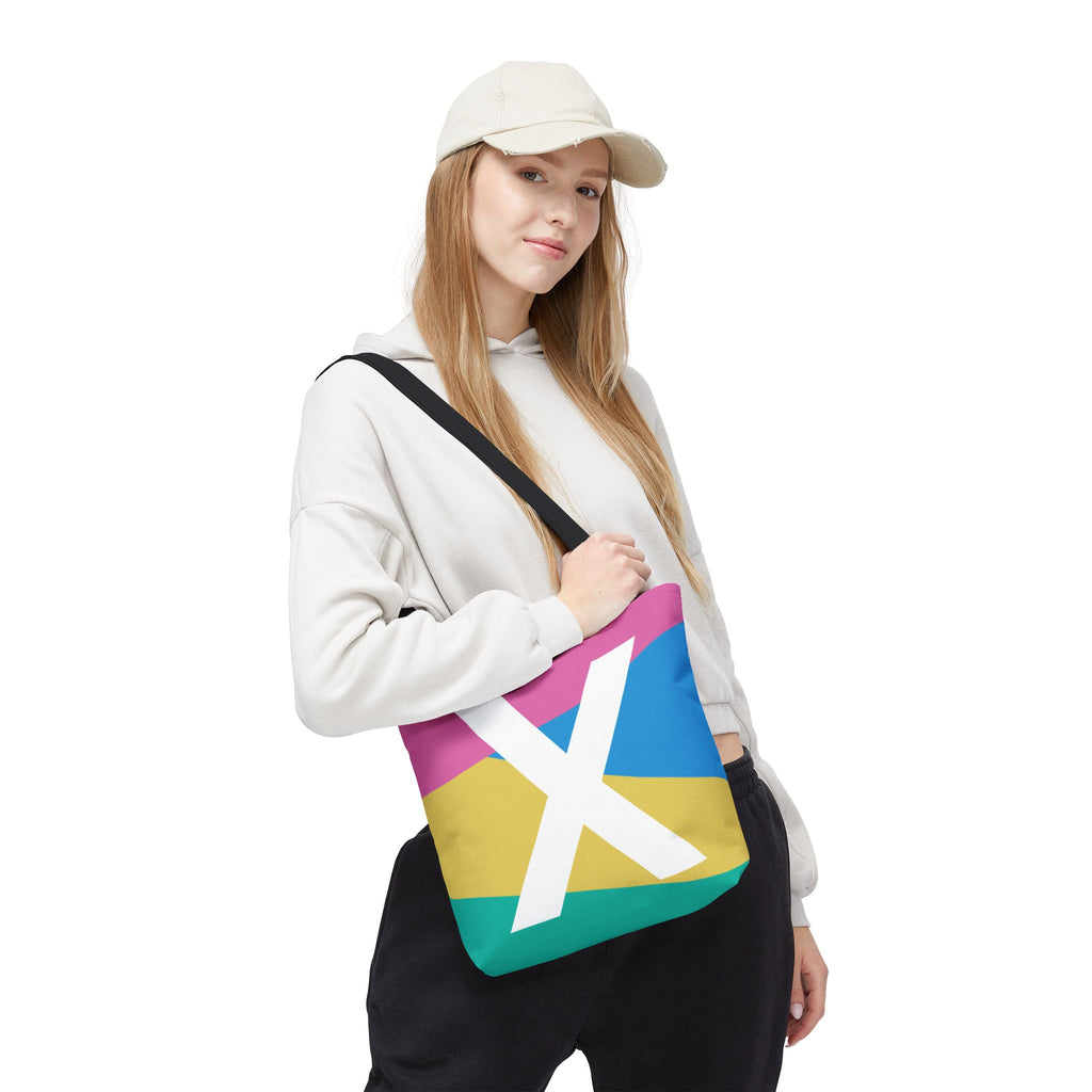 Monogram 'X' Colorblock Tote Bag — Personalized Initial X Shoulder Tote