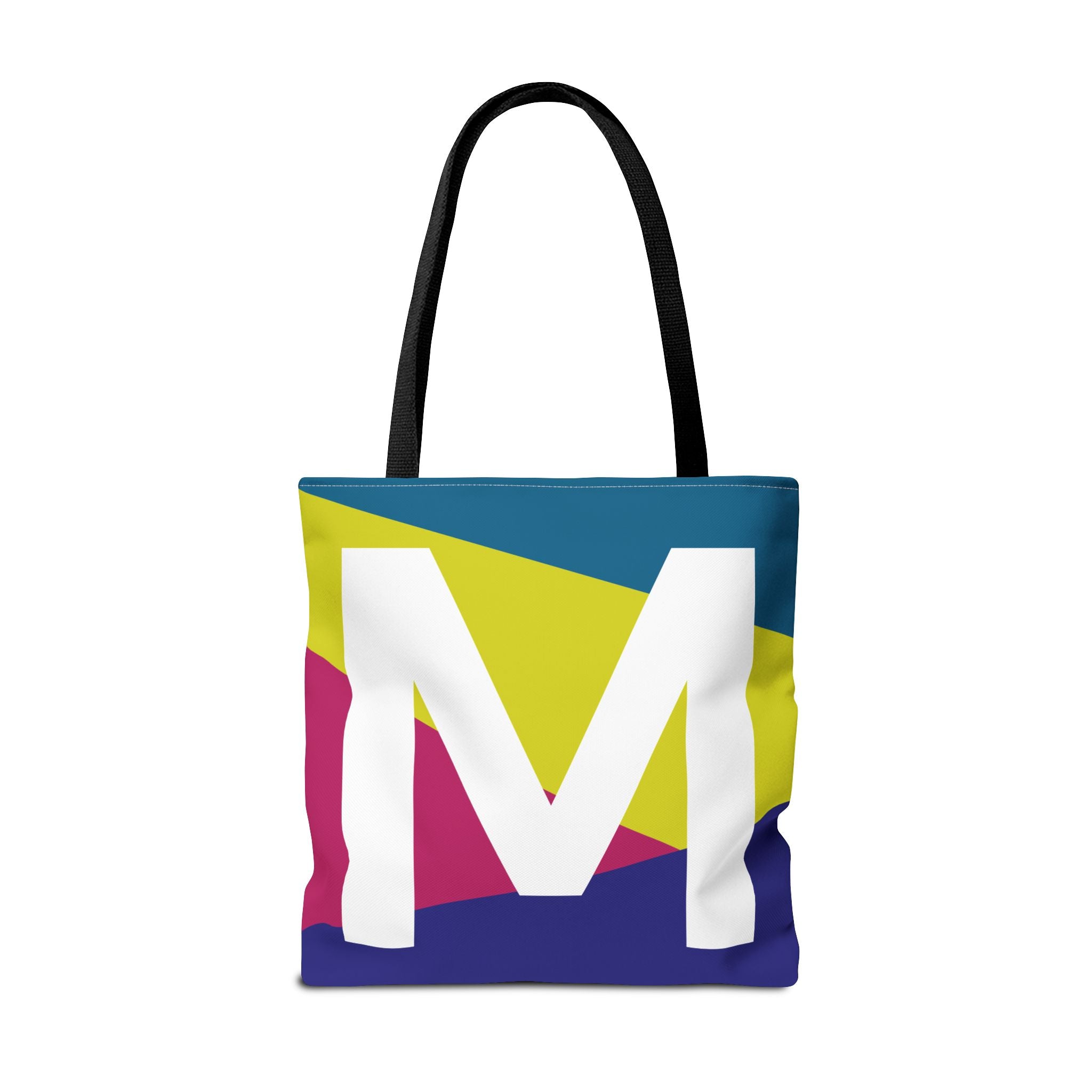 Monogram 'M' Colorblock Tote Bag — Personalized Initial M Shoulder Tote
