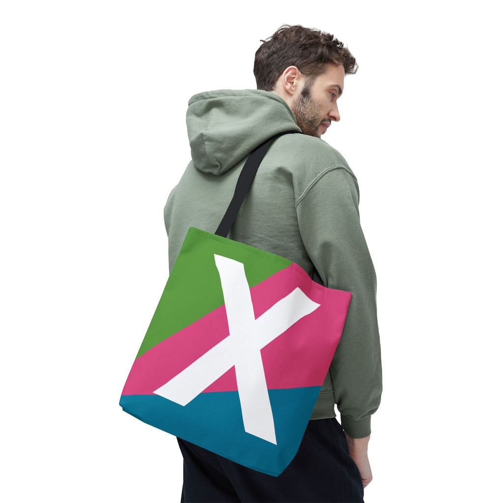 Monogram 'X' Colorblock Tote Bag — Personalized Initial X Shoulder Tote