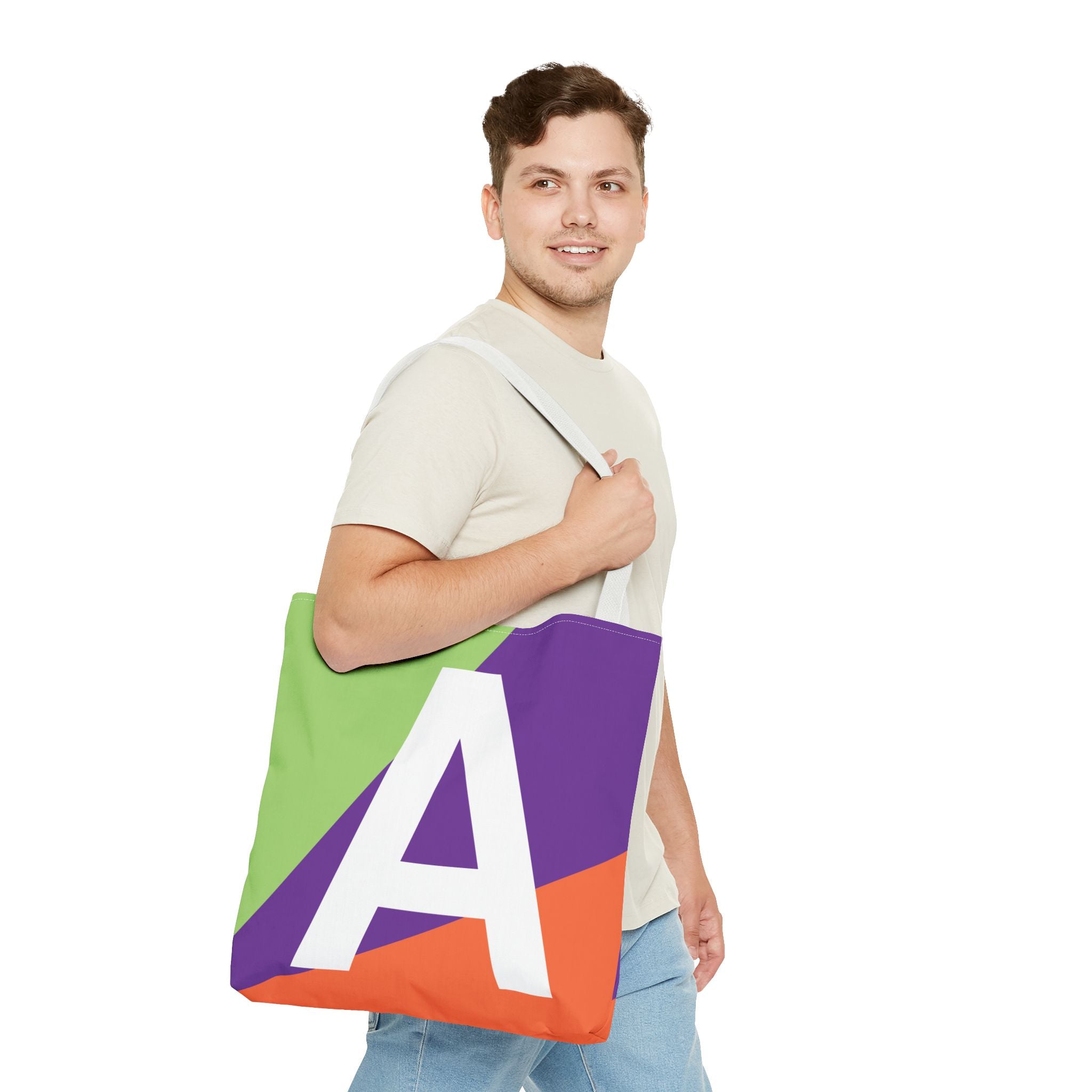 Monogram 'A' Colorblock Tote Bag — Personalized Initial A Shoulder Tote