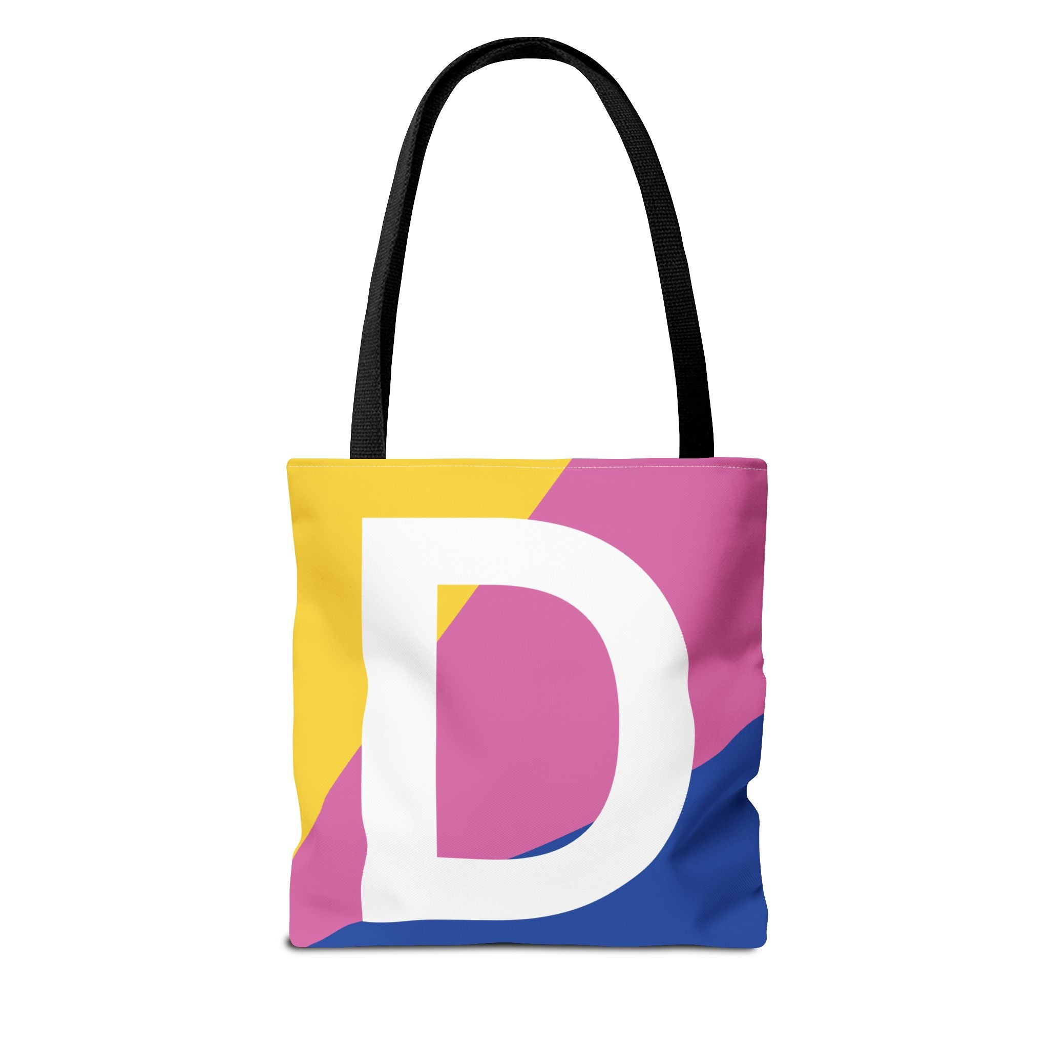 Monogram 'D' Colorblock Tote Bag — Personalized Initial D Shoulder Tote