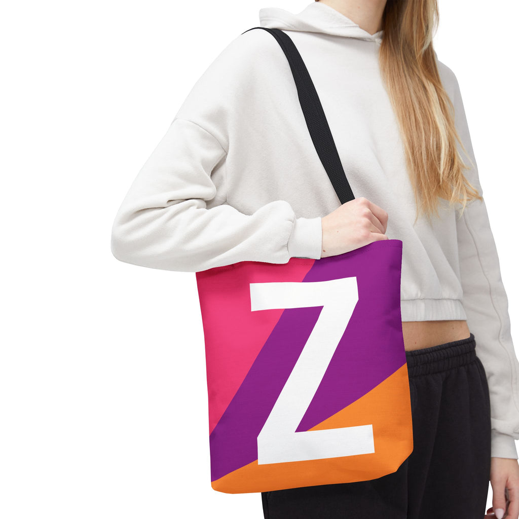 Monogram 'Z' Colorblock Tote Bag — Personalized Initial Z Shoulder Tote