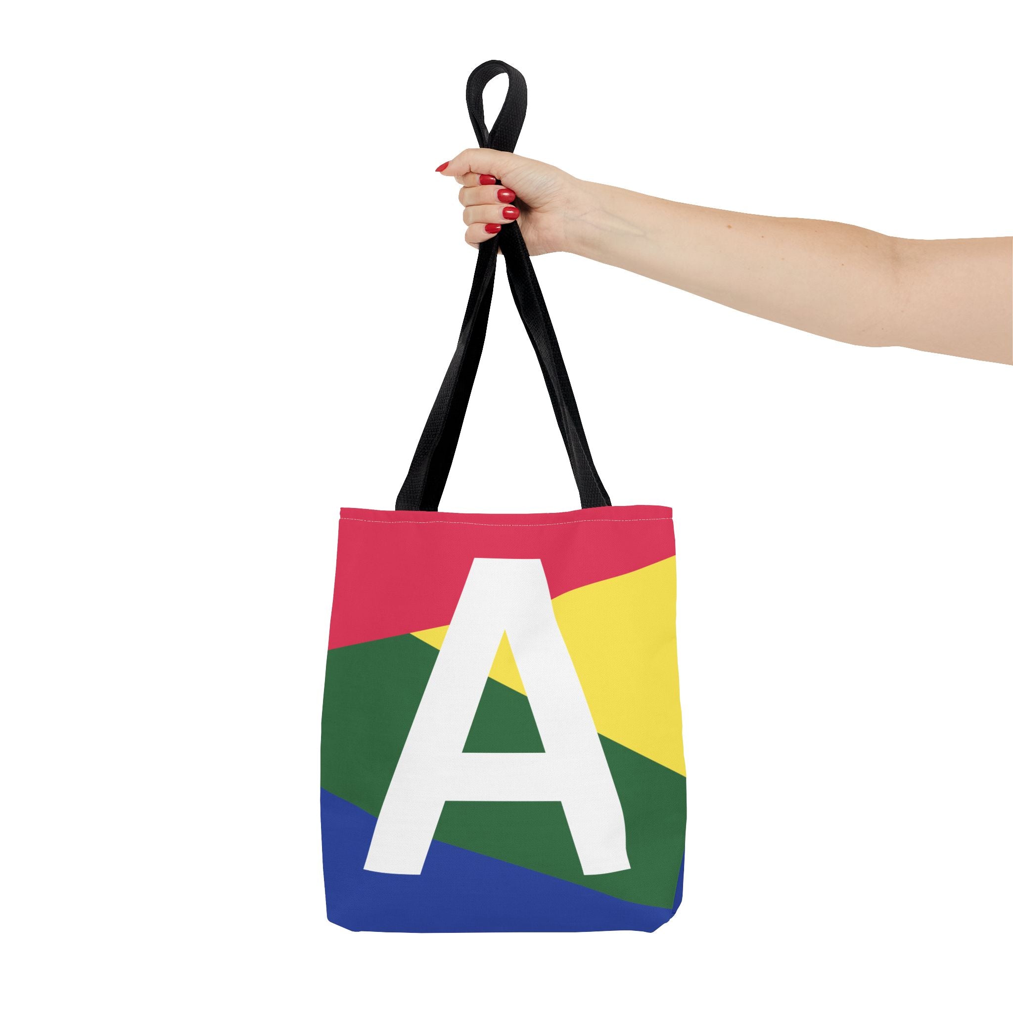 Monogram 'A' Colorblock Tote Bag — Personalized Initial A Shoulder Tote