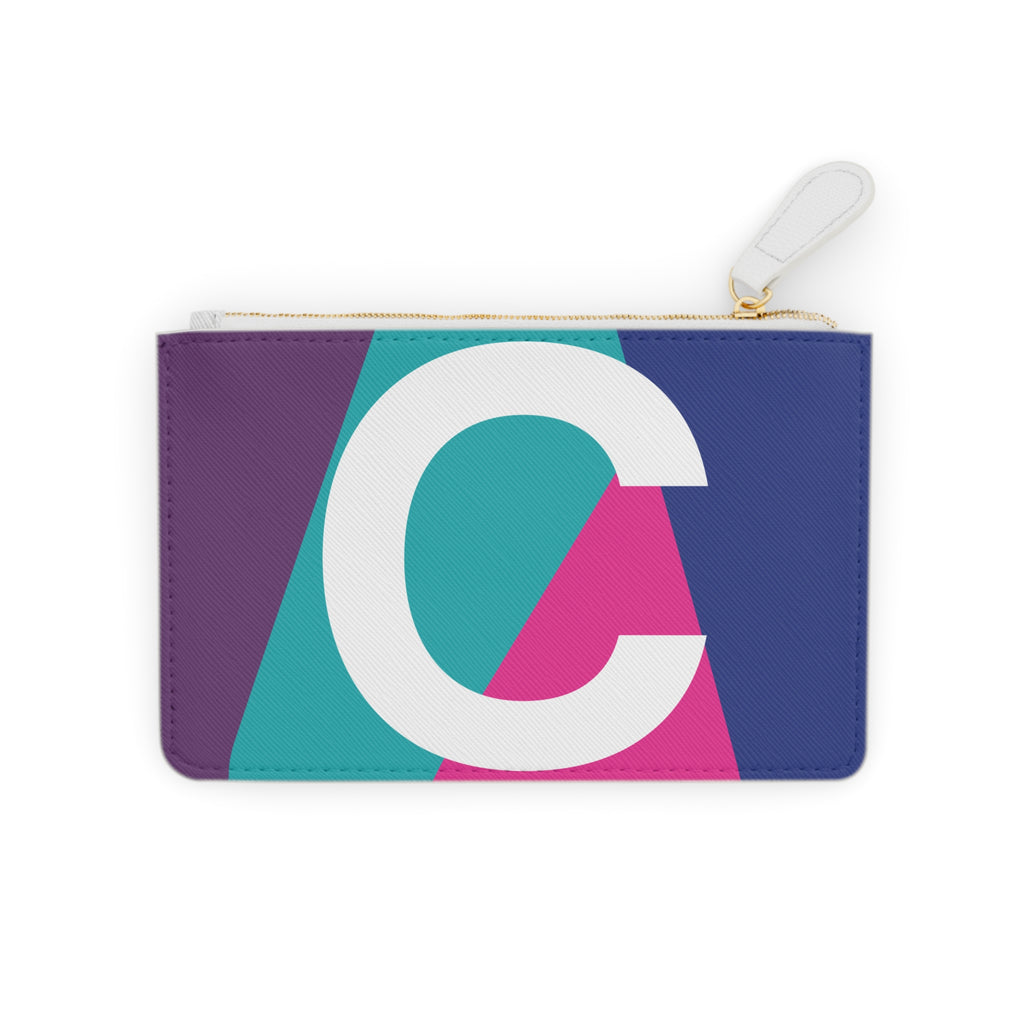 Initial C Mini Clutch — Colorblock Monogram Wristlet Wallet