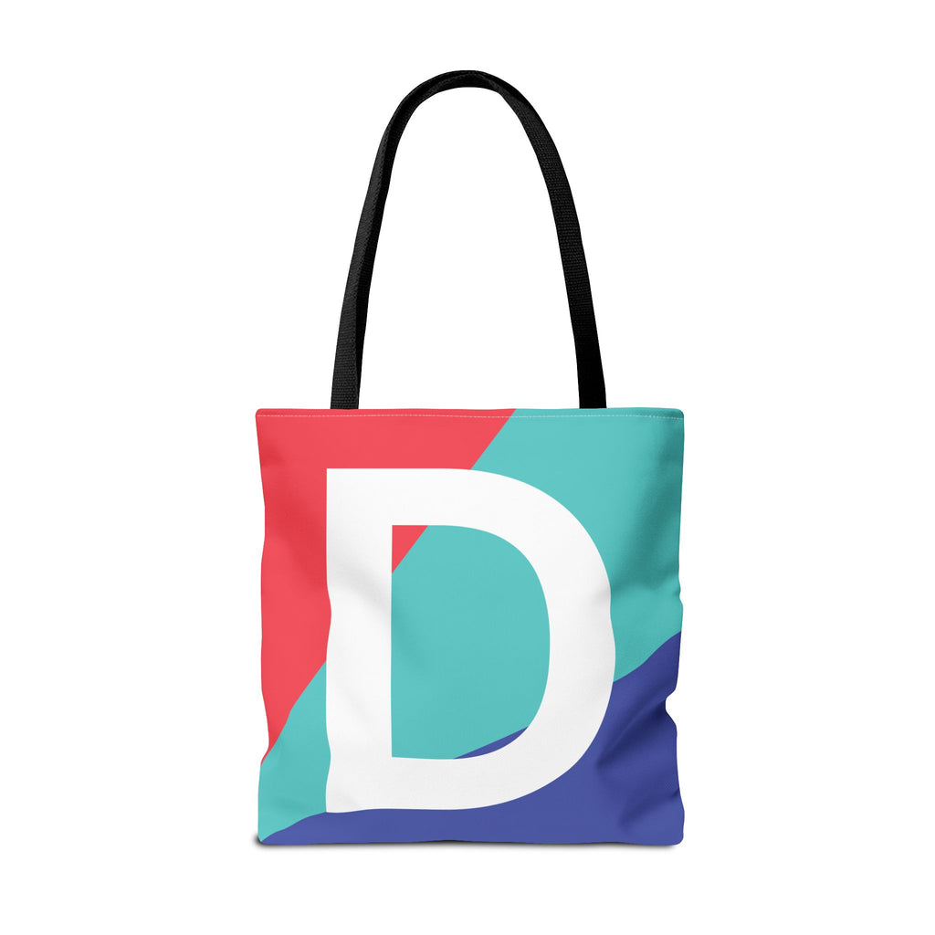 Monogram 'D' Colorblock Tote Bag — Personalized Initial D Shoulder Tote