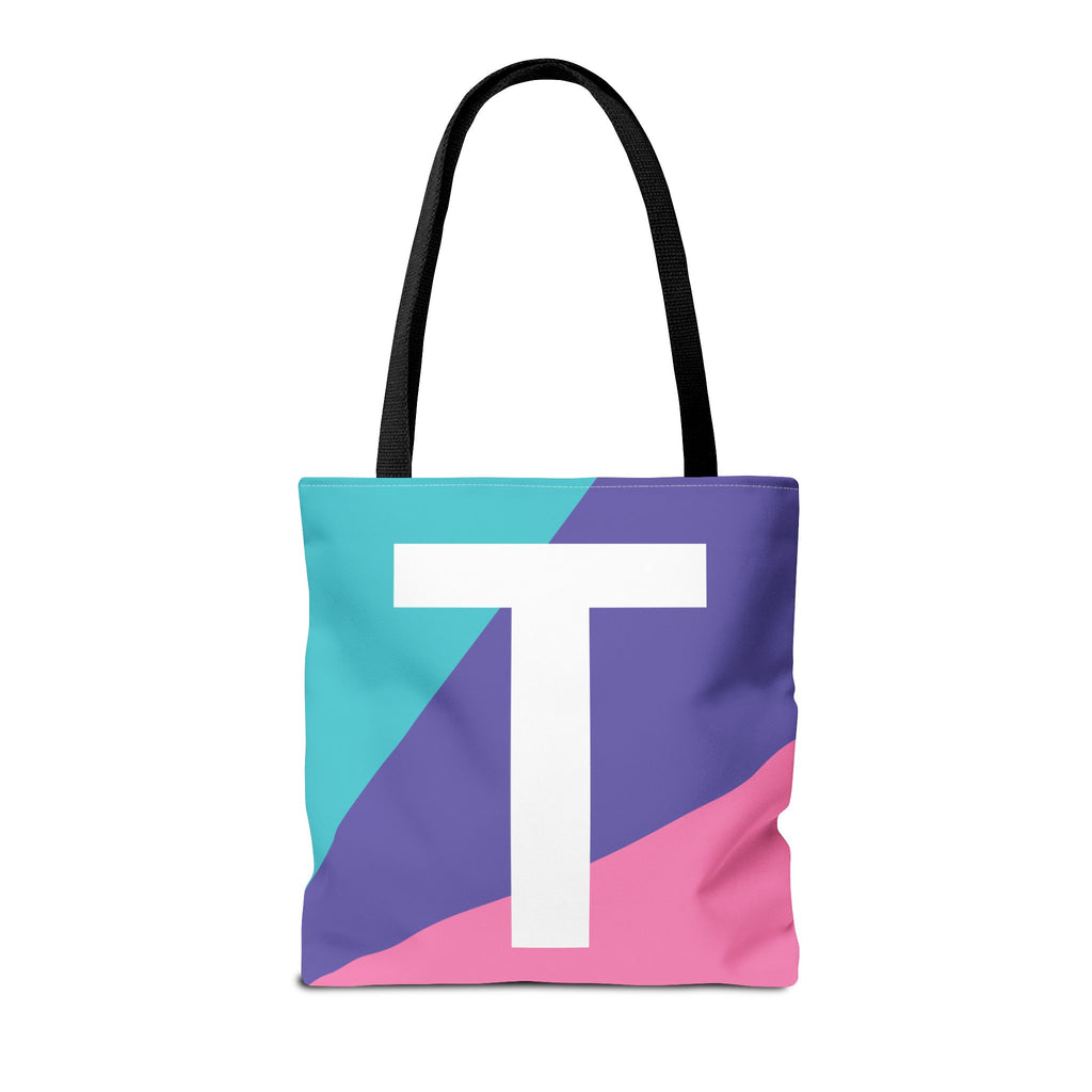 Monogram 'T' Colorblock Tote Bag — Personalized Initial T Shoulder Tote