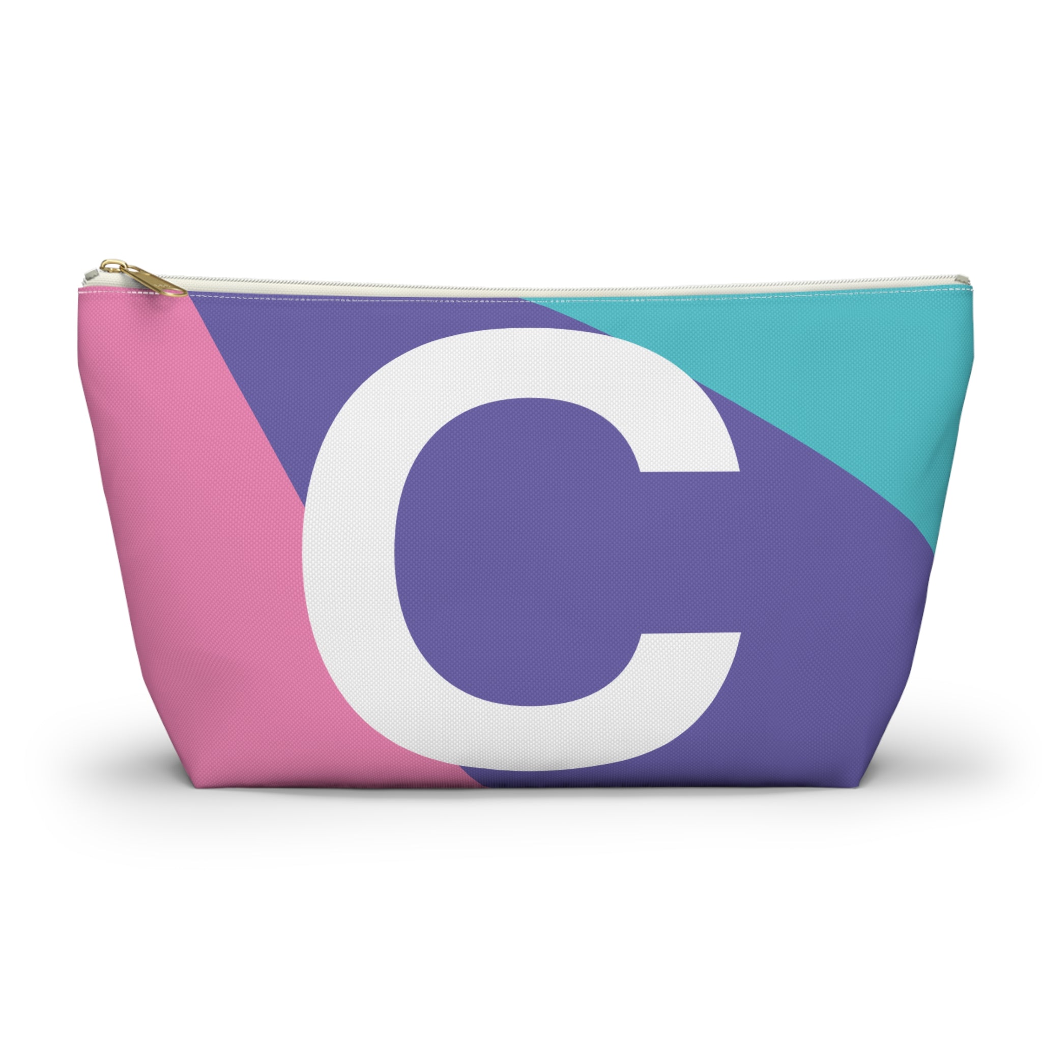 Initials Colorblock Accessory Pouch — Monogram C T-Bottom Cosmetic Bag