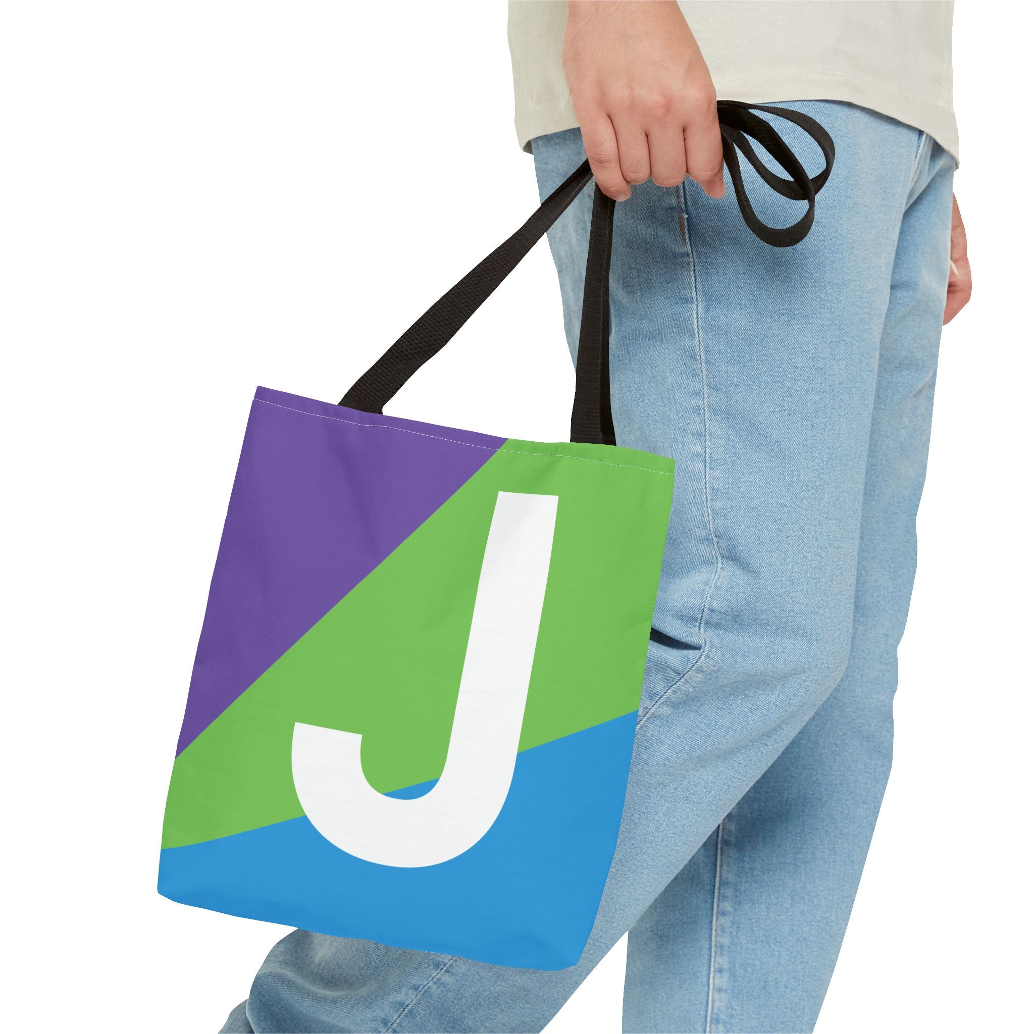 Monogram 'J' Colorblock Tote Bag — Personalized Initial J Shoulder Tote