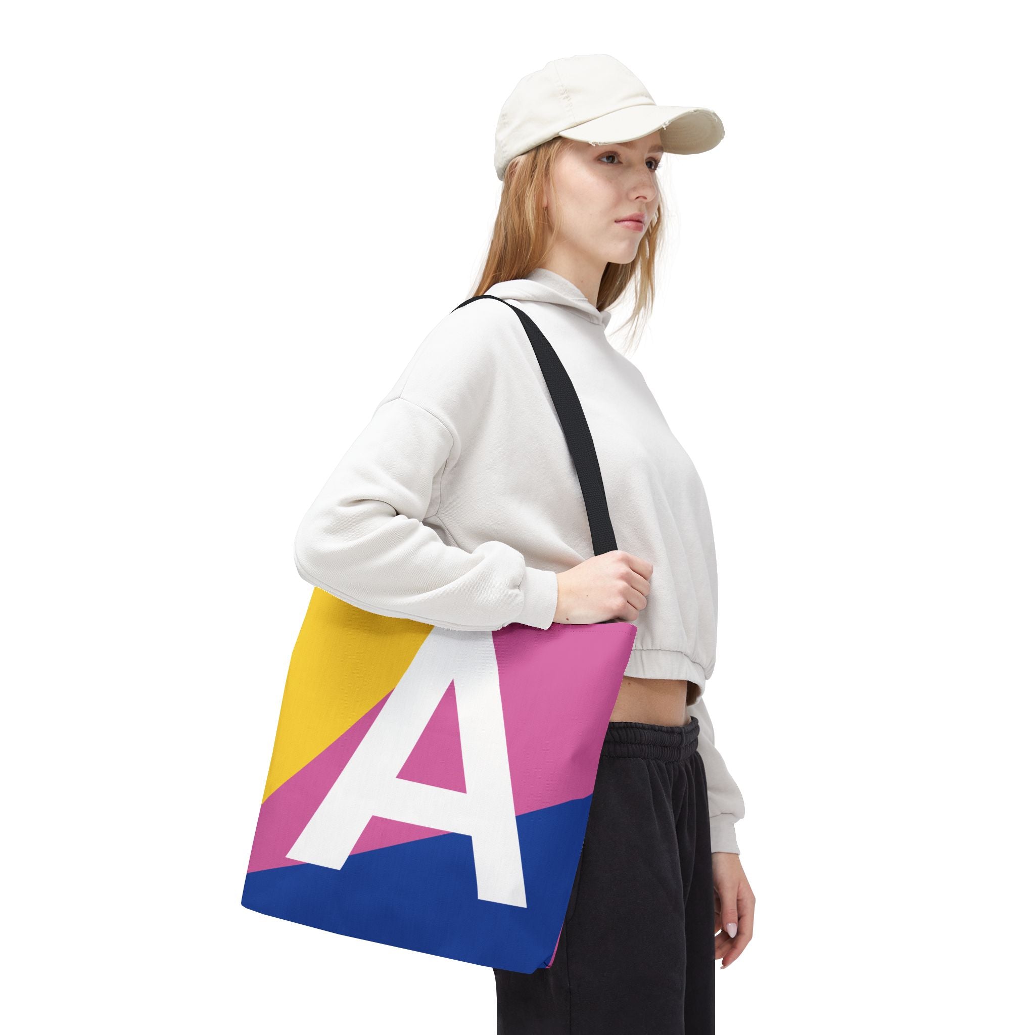 Monogram 'A' Colorblock Tote Bag — Personalized Initial A Shoulder Tote