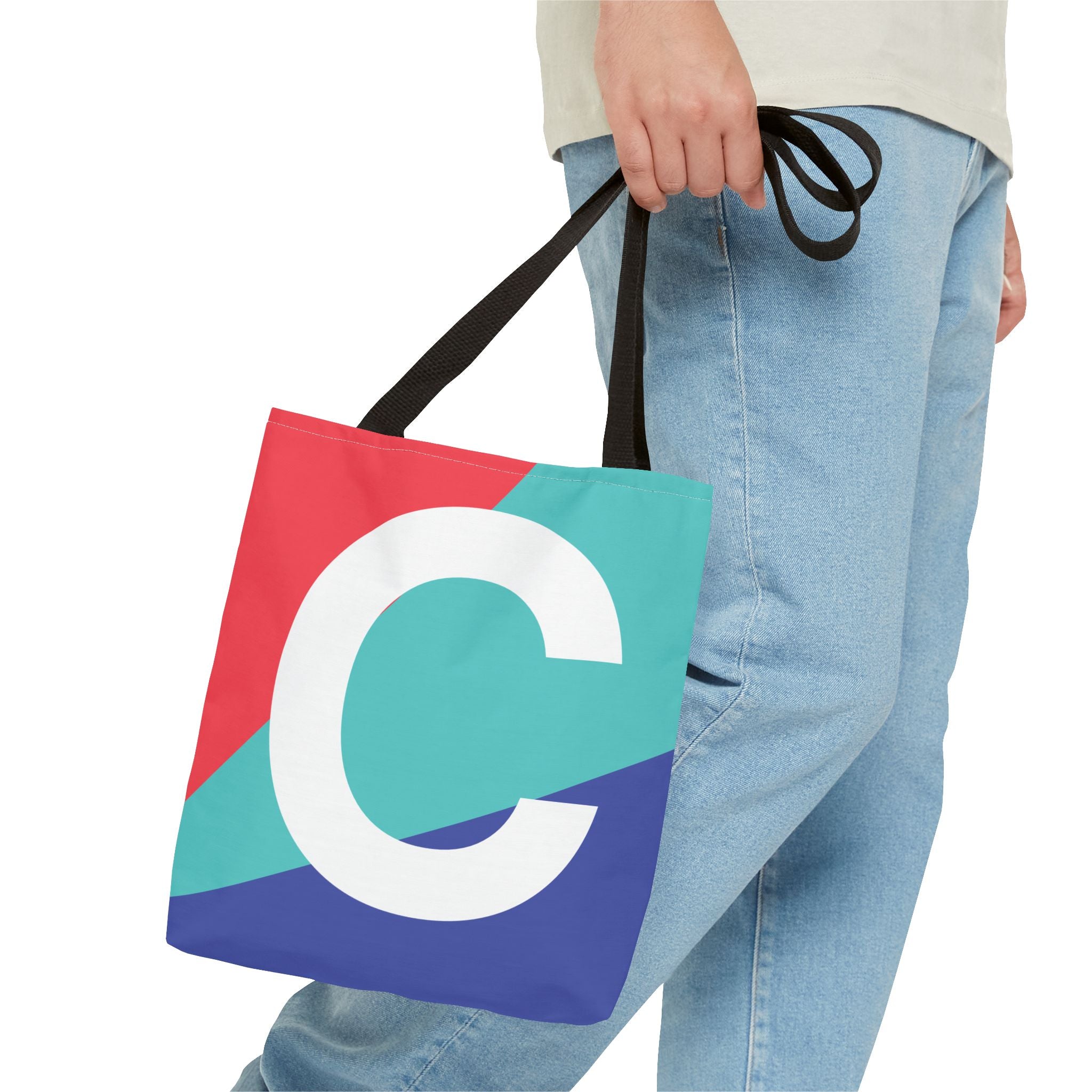 Monogram 'C' Colorblock Tote Bag — Personalized Initial C Shoulder Tote