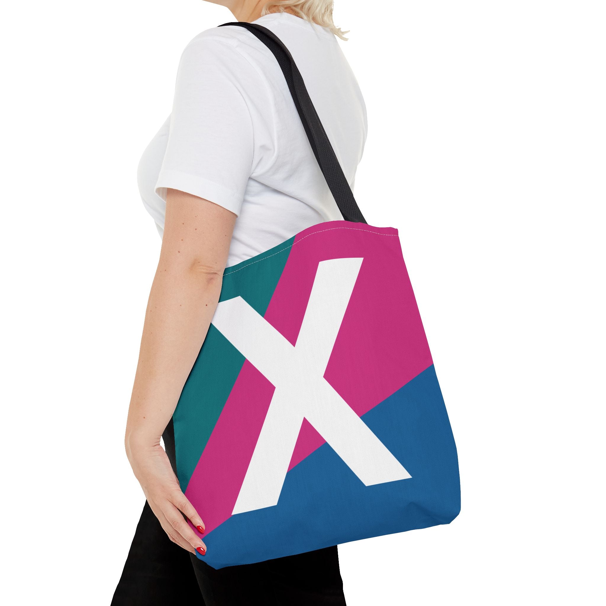 Monogram 'X' Colorblock Tote Bag — Personalized Initial X Shoulder Tote