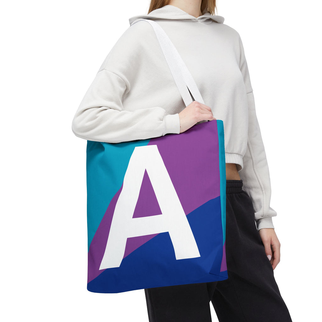 Monogram 'A' Colorblock Tote Bag — Personalized Initial A Shoulder Tote
