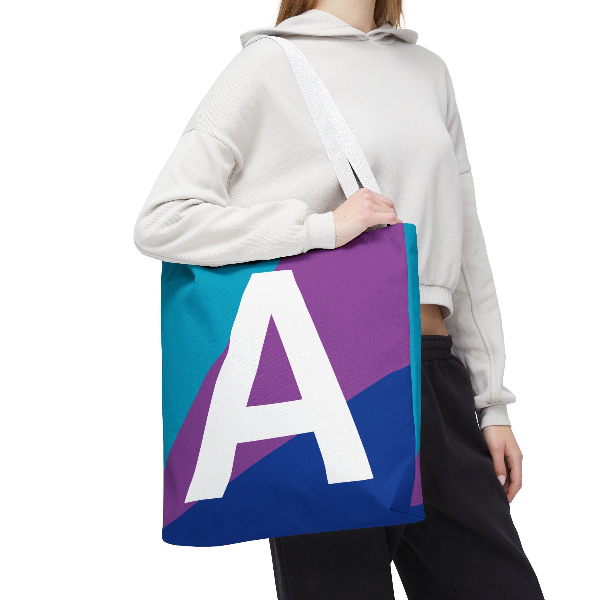 Monogram 'A' Colorblock Tote Bag — Personalized Initial A Shoulder Tote