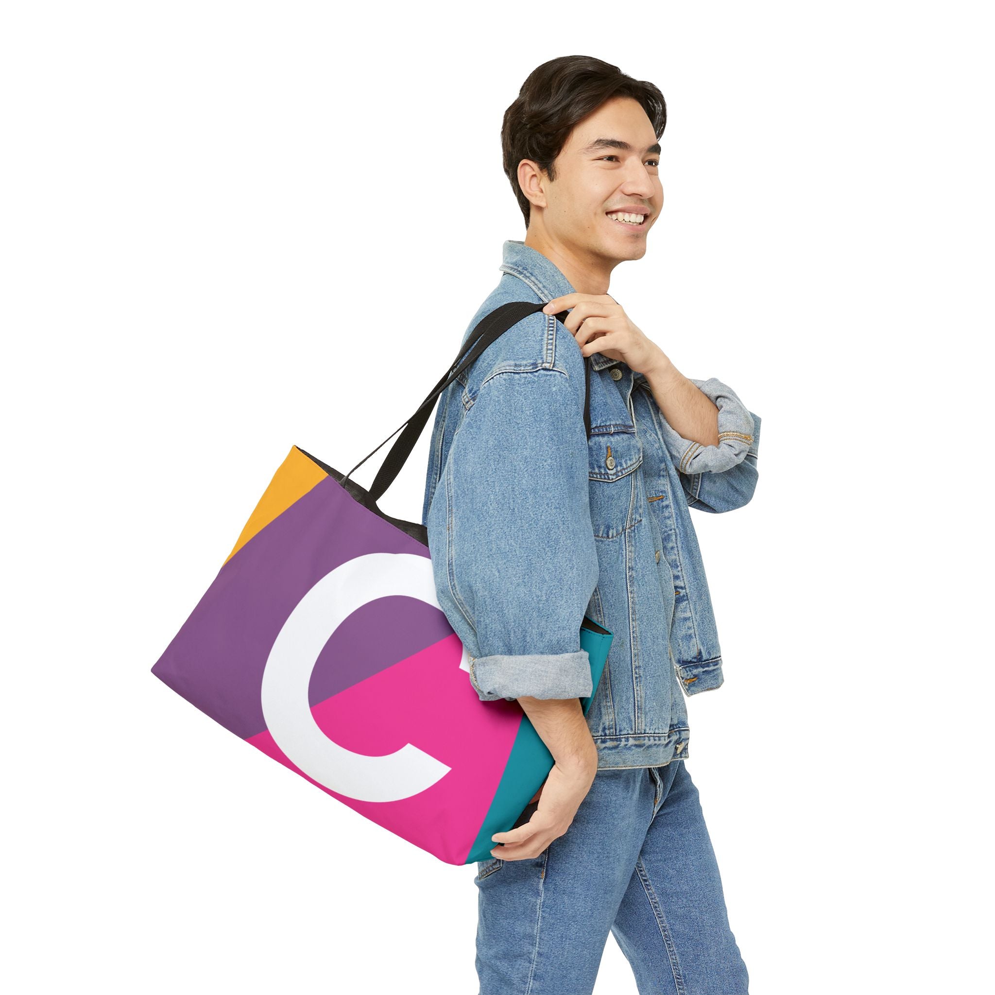 Personalized 'C' Colorblock Tote Bag — Monogram Weekender Tote