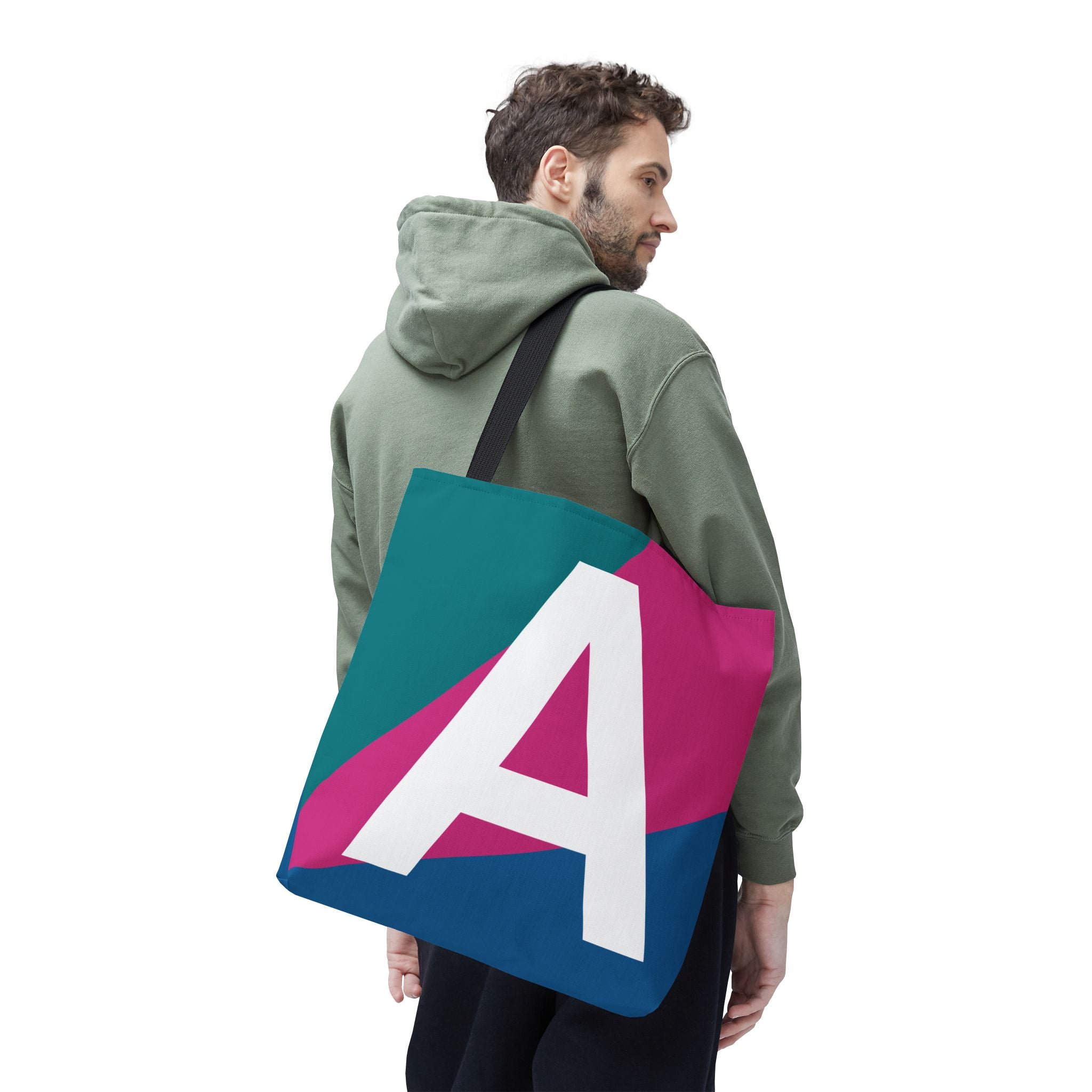 Monogram 'A' Colorblock Tote Bag — Personalized Initial A Shoulder Tote