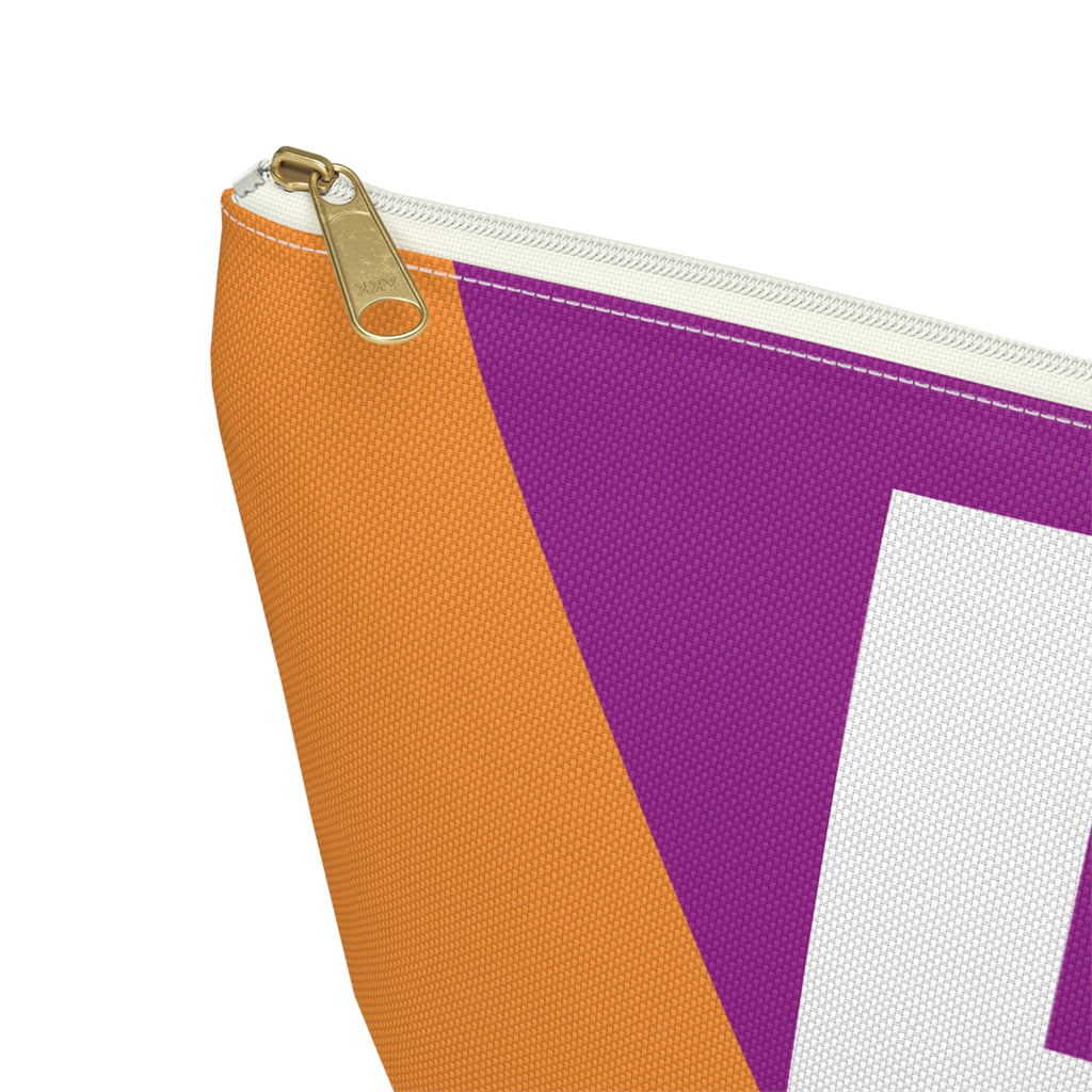 Initials Colorblock Accessory Pouch — Monogram F T-Bottom Cosmetic Bag