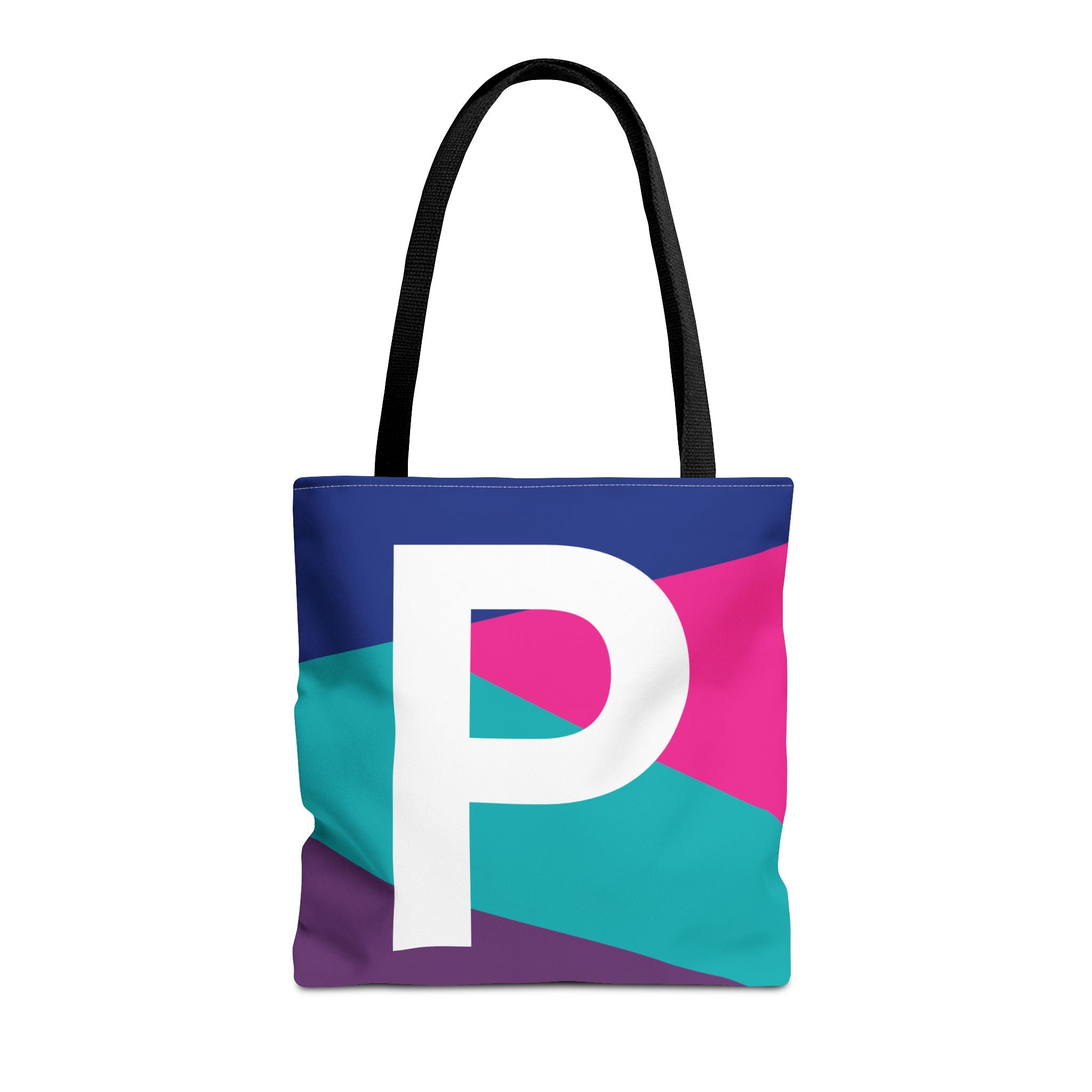 Monogram 'P' Colorblock Tote Bag — Personalized Initial P Shoulder Tote
