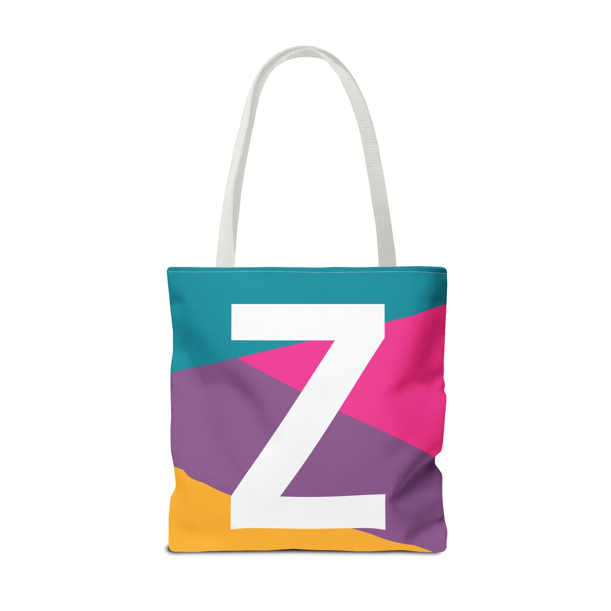 Monogram 'Z' Colorblock Tote Bag — Personalized Initial Z Shoulder Tote