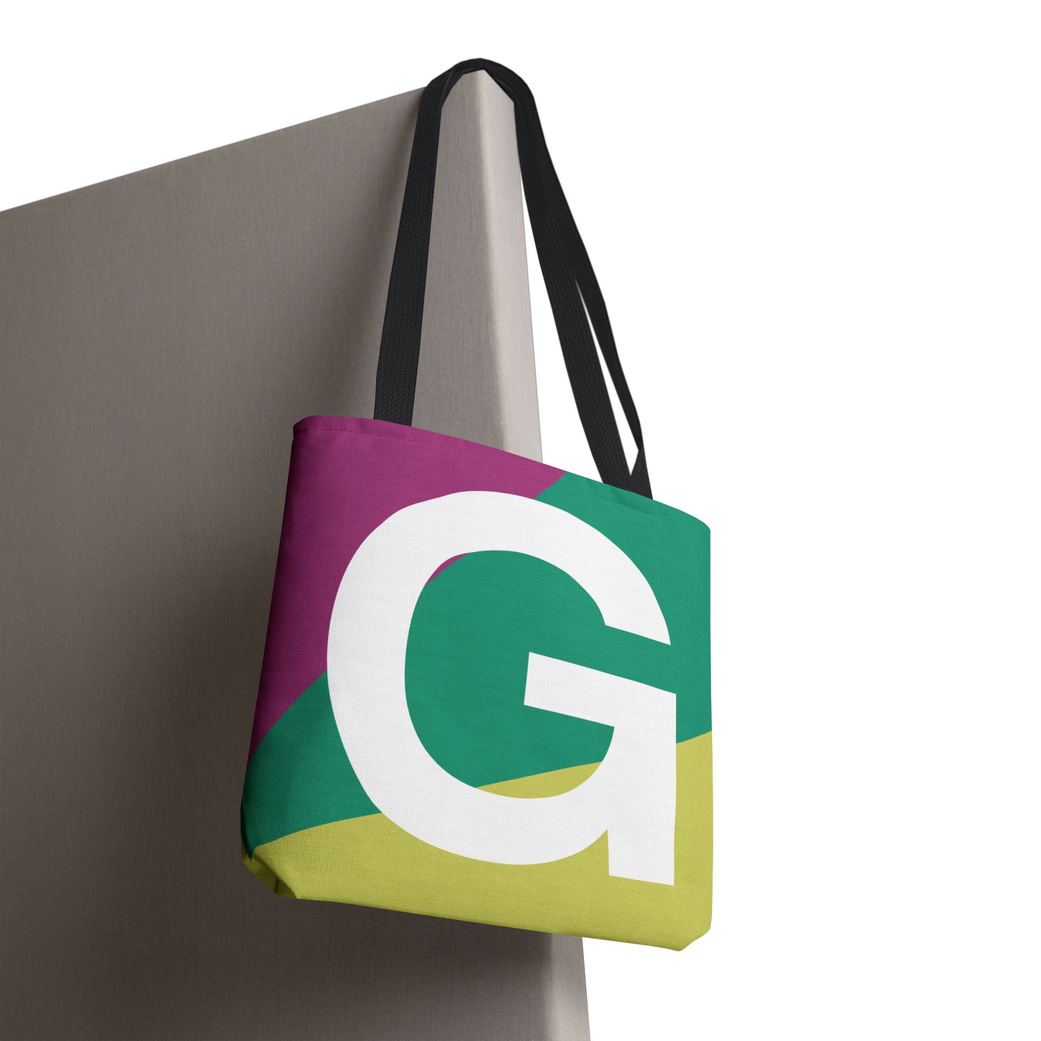 Monogram 'G' Colorblock Tote Bag — Personalized Initial G Shoulder Tote