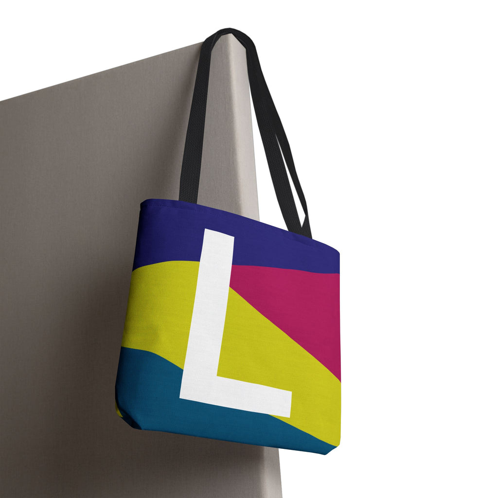 Monogram 'L' Colorblock Tote Bag — Personalized Initial L Shoulder Tote