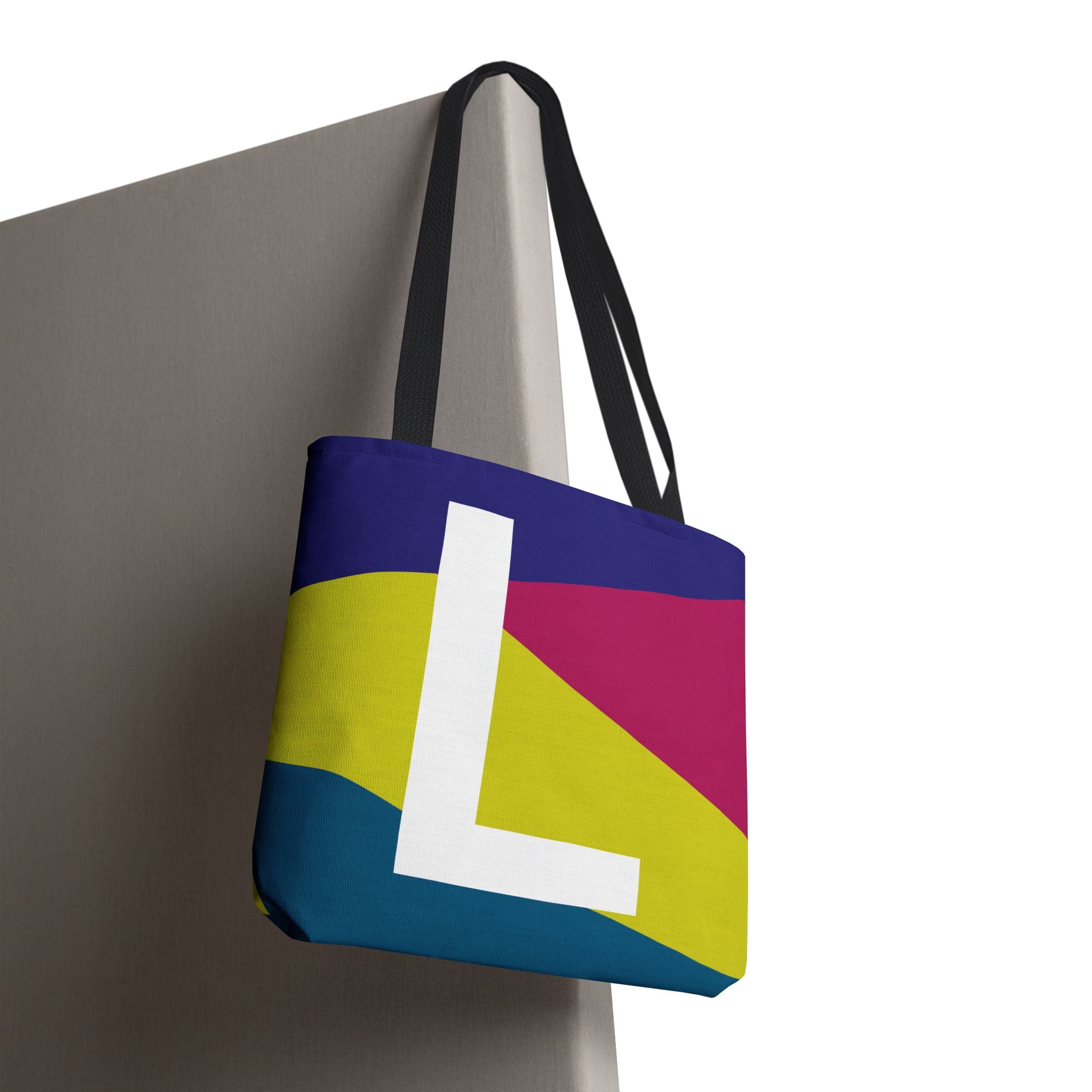 Monogram 'L' Colorblock Tote Bag — Personalized Initial L Shoulder Tote