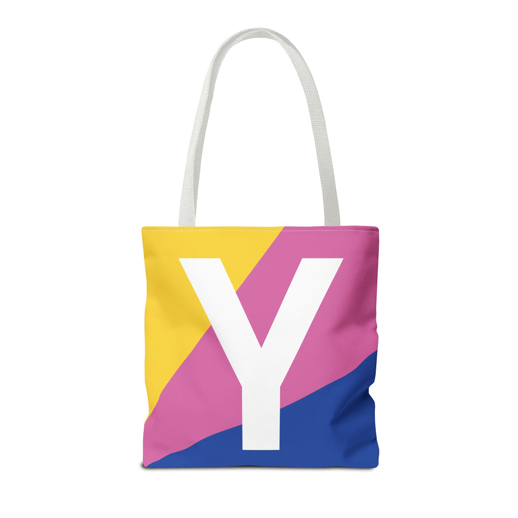 Monogram 'Y' Colorblock Tote Bag — Personalized Initial Y Shoulder Tote