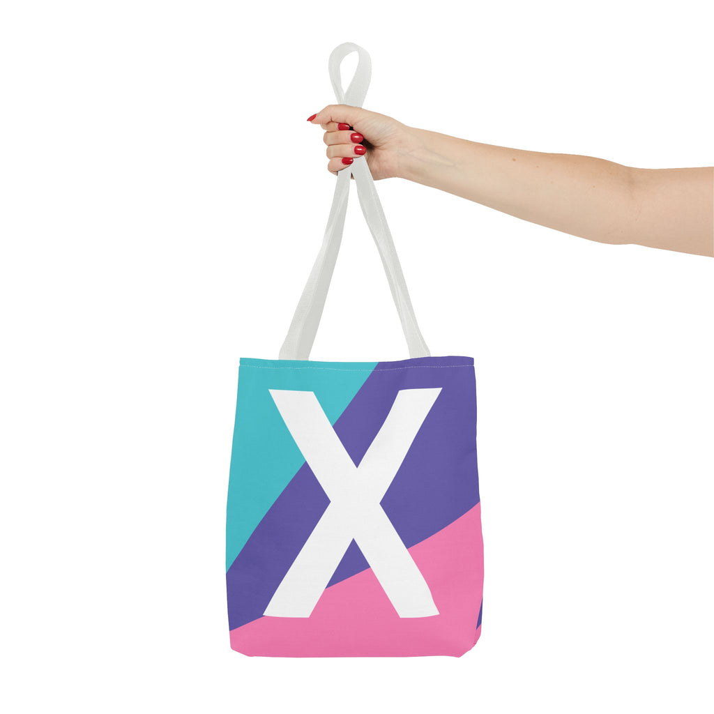 Monogram 'X' Colorblock Tote Bag — Personalized Initial X Shoulder Tote