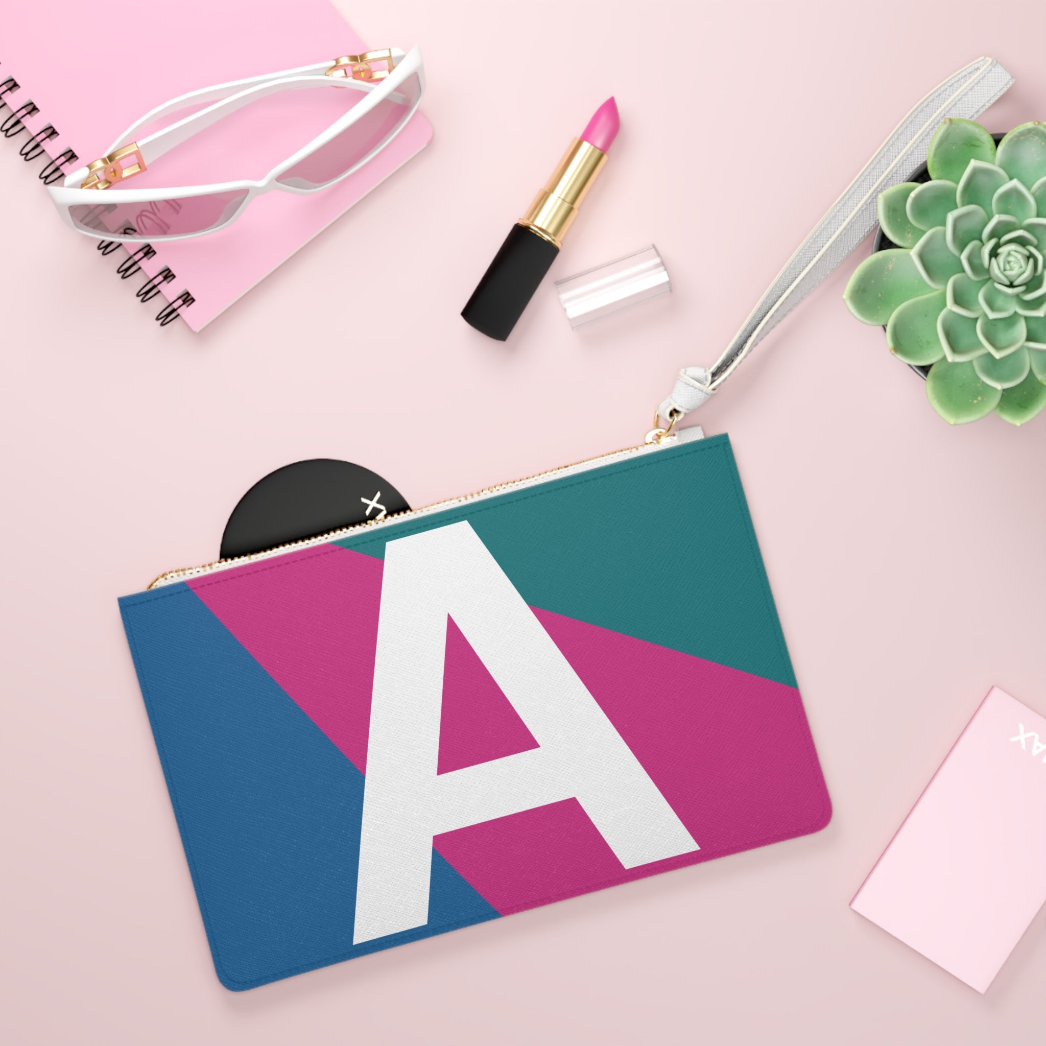 Monogram 'A' Colorblock Clutch Bag — Bold Geometric Wristlet for Everyday & Gifts