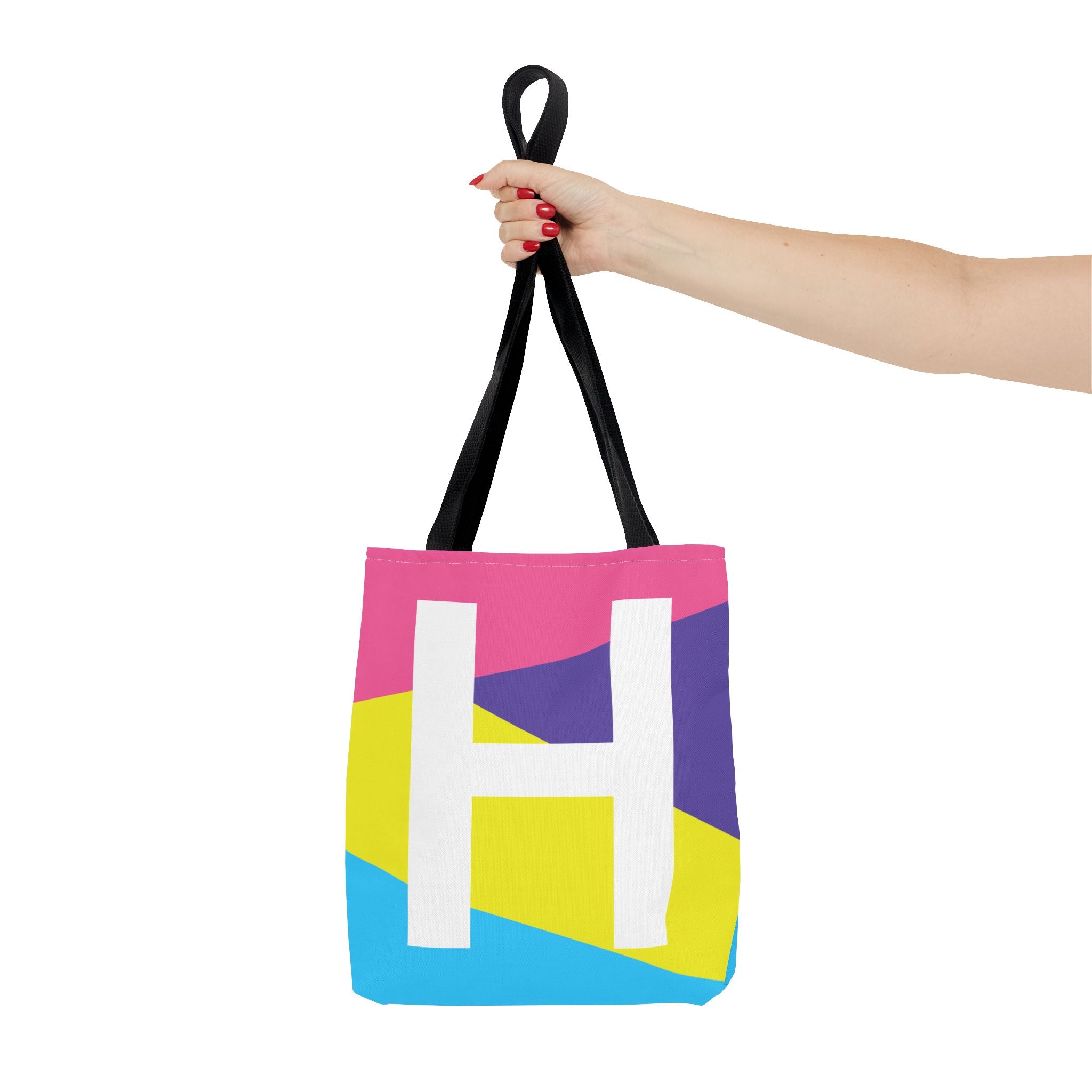 Monogram 'H' Colorblock Tote Bag — Personalized Initial H Shoulder Tote