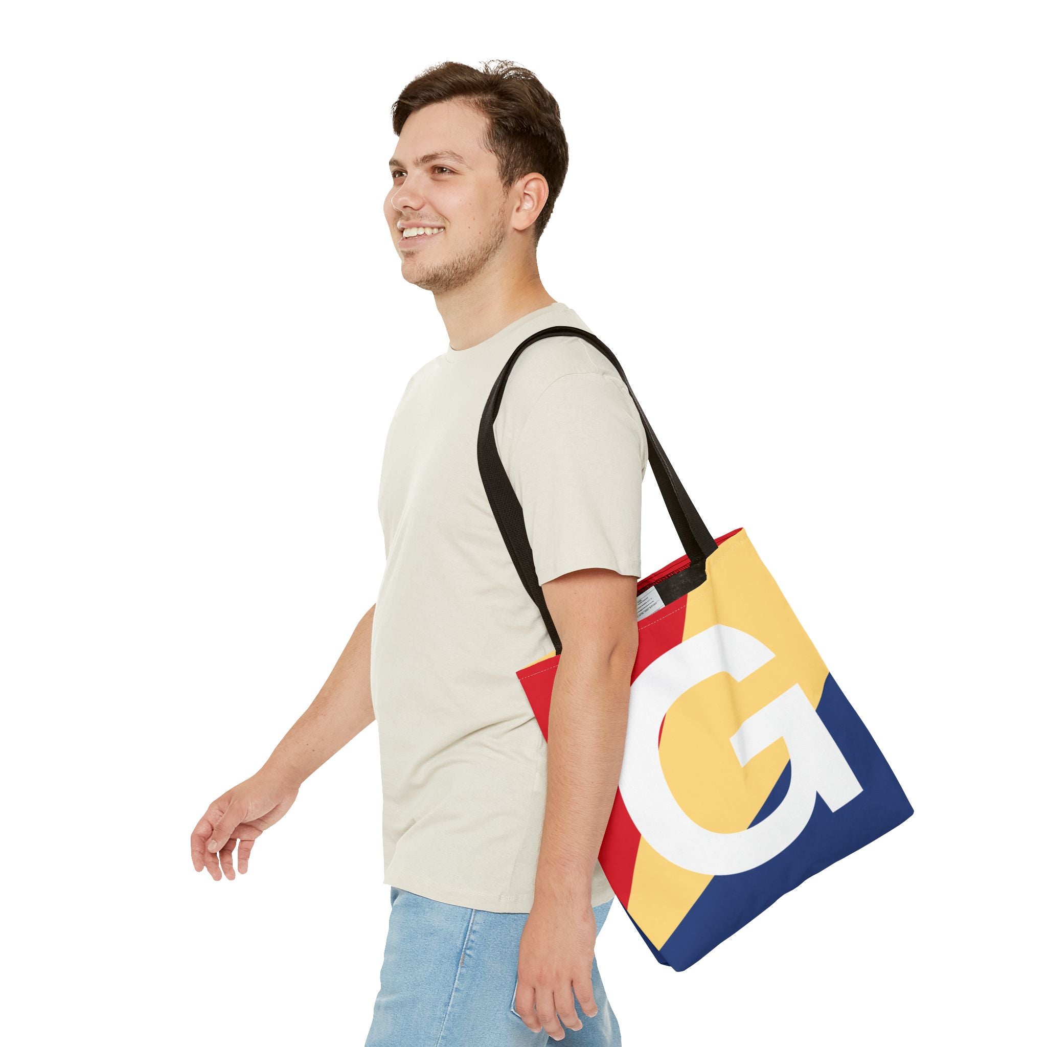 Monogram 'G' Colorblock Tote Bag — Personalized Initial G Shoulder Tote
