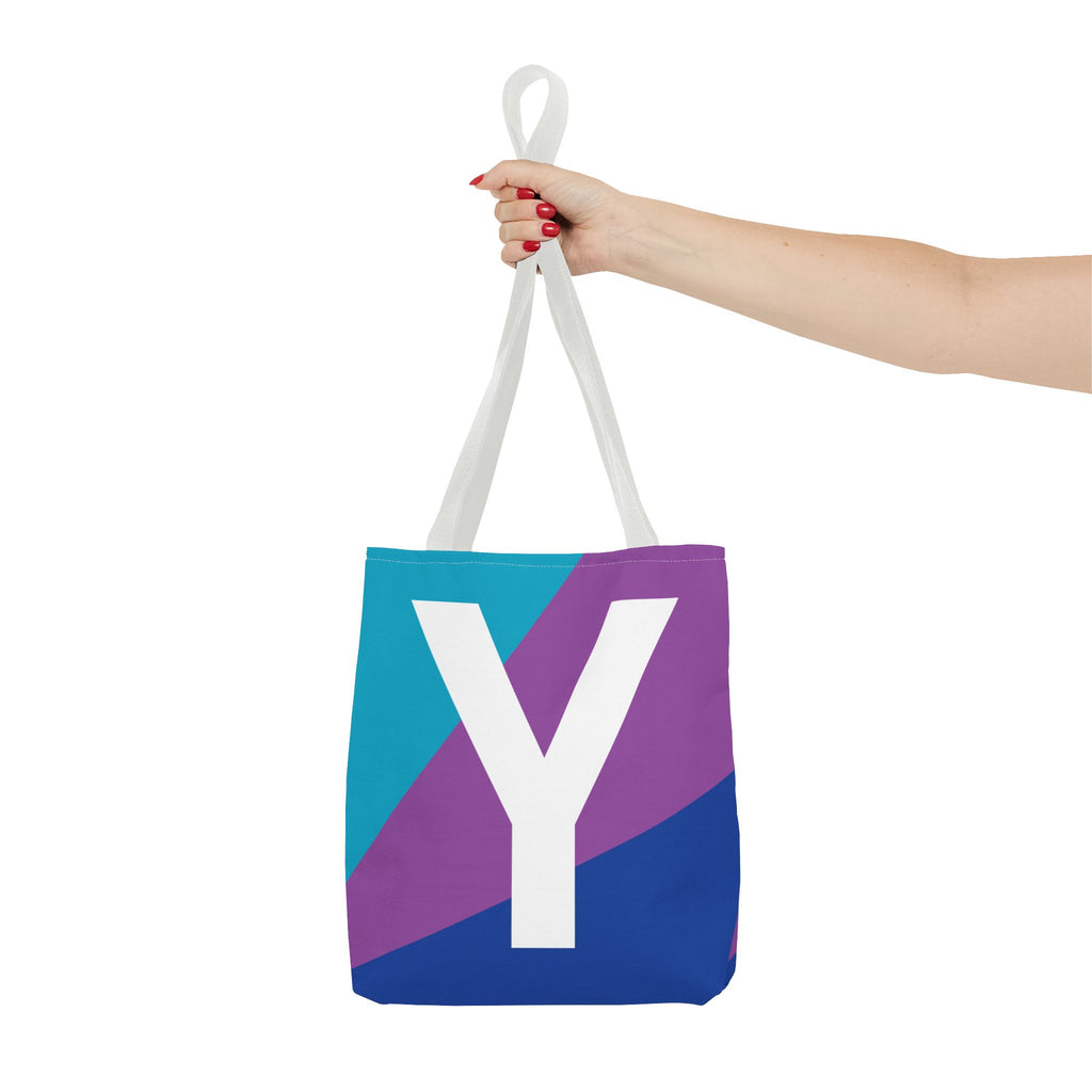 Monogram 'Y' Colorblock Tote Bag — Personalized Initial Y Shoulder Tote