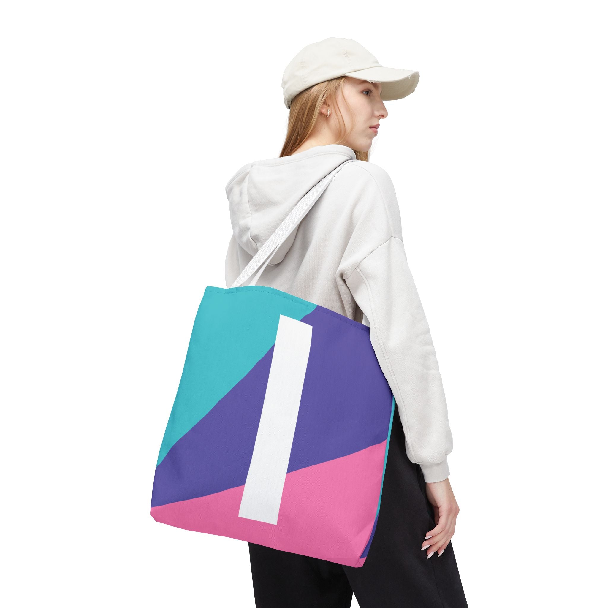 Monogram 'I' Colorblock Tote Bag — Personalized Initial I Shoulder Tote