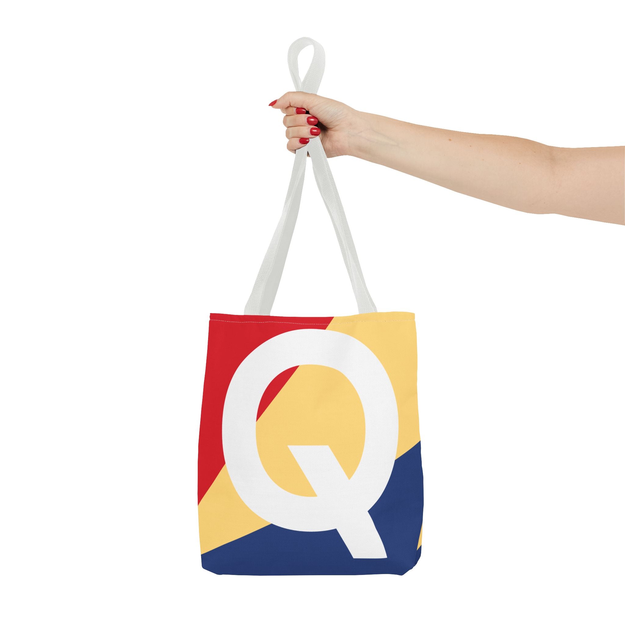 Monogram 'Q' Colorblock Tote Bag — Personalized Initial Q Shoulder Tote