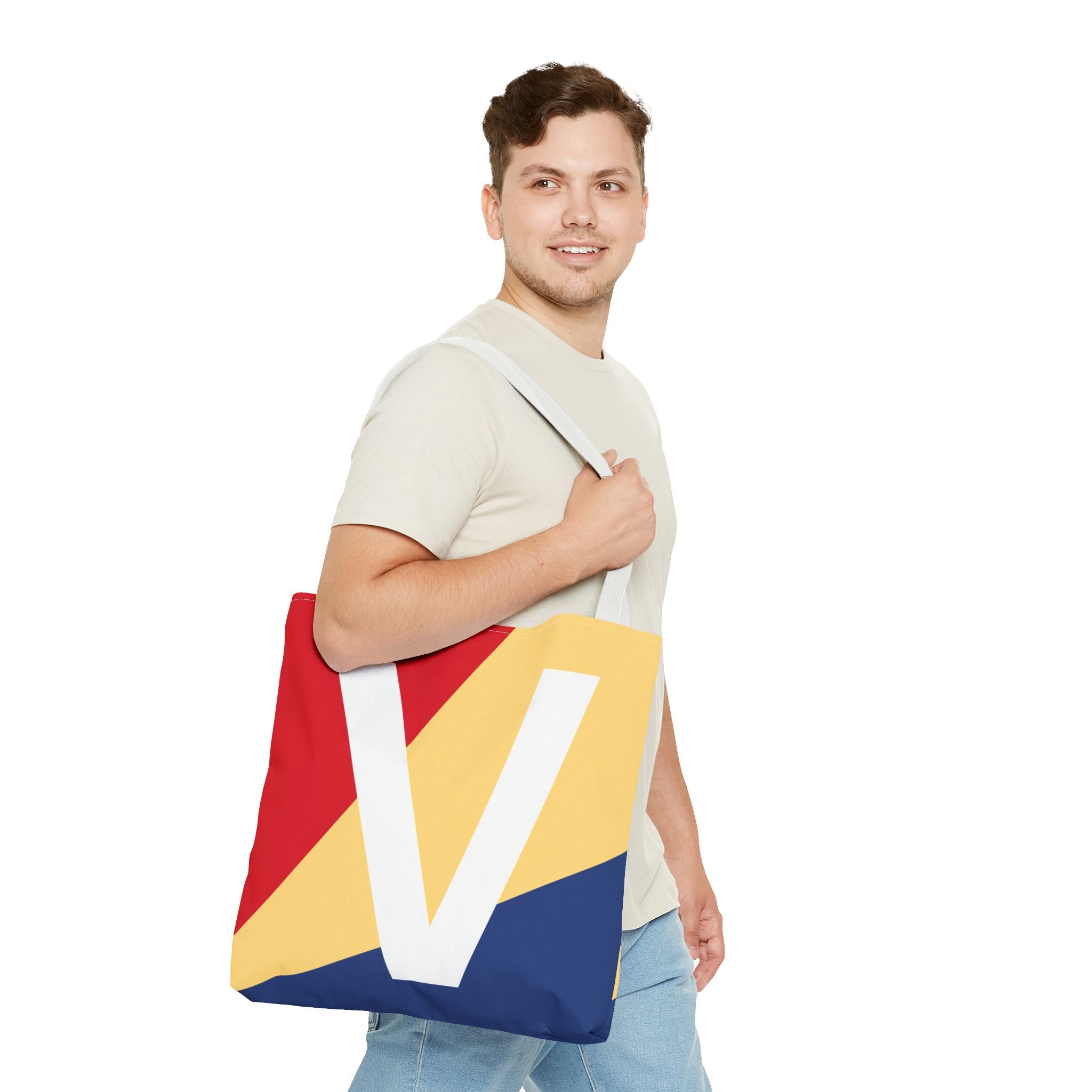 Monogram 'V' Colorblock Tote Bag — Personalized Initial V Shoulder Tote