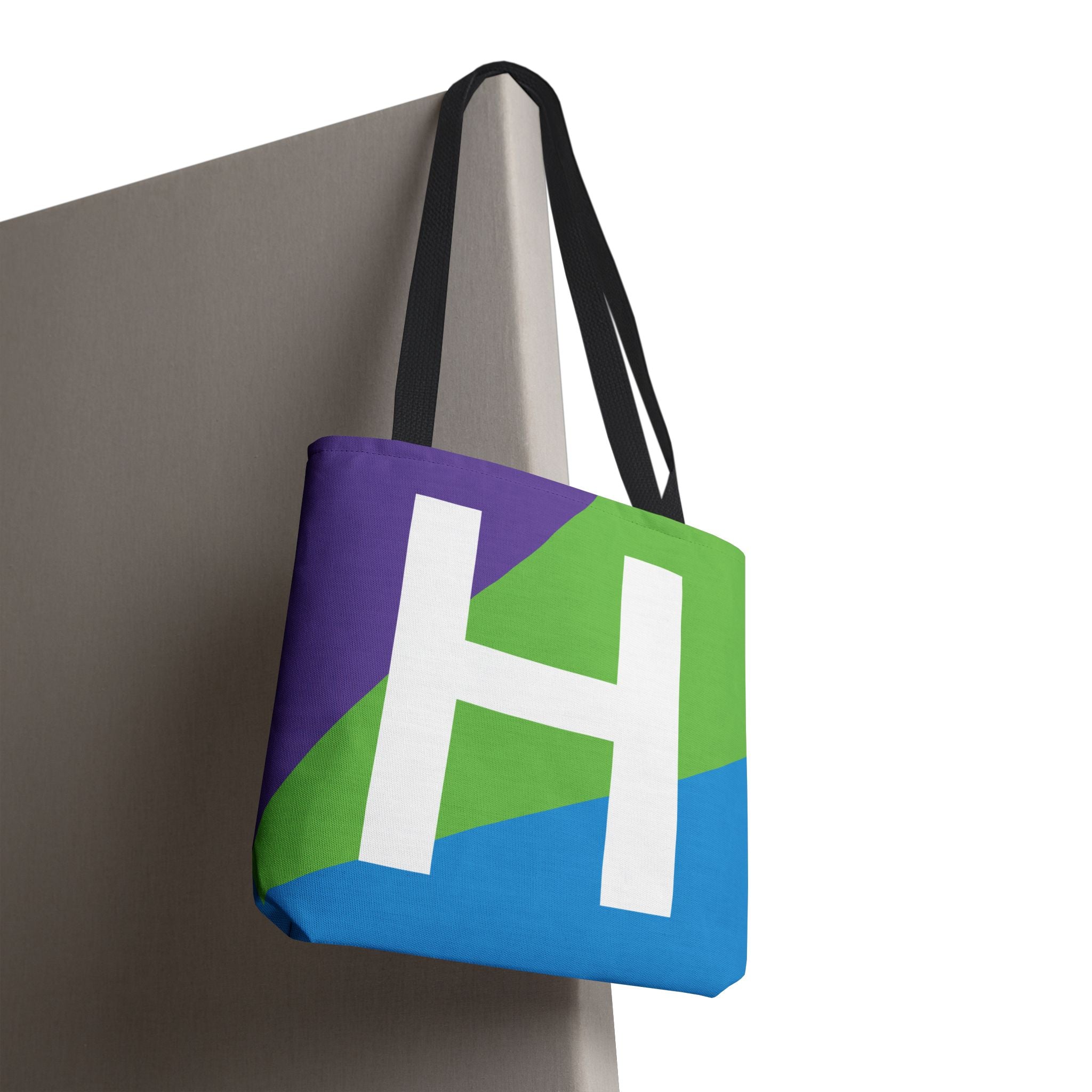 Monogram 'H' Colorblock Tote Bag — Personalized Initial H Shoulder Tote