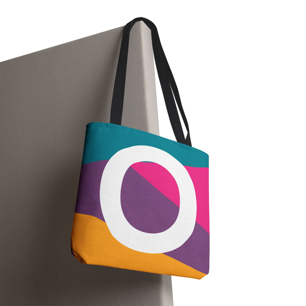 Monogram 'O' Colorblock Tote Bag — Personalized Initial O Shoulder Tote
