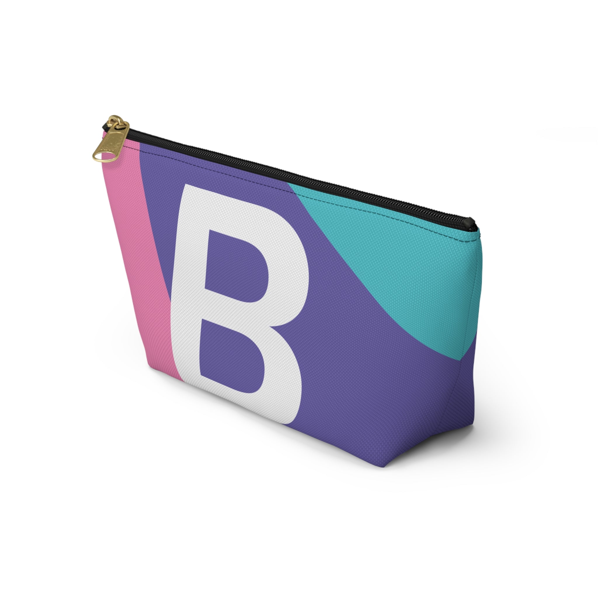 Initials Colorblock Accessory Pouch — Monogram B T-Bottom Cosmetic Bag