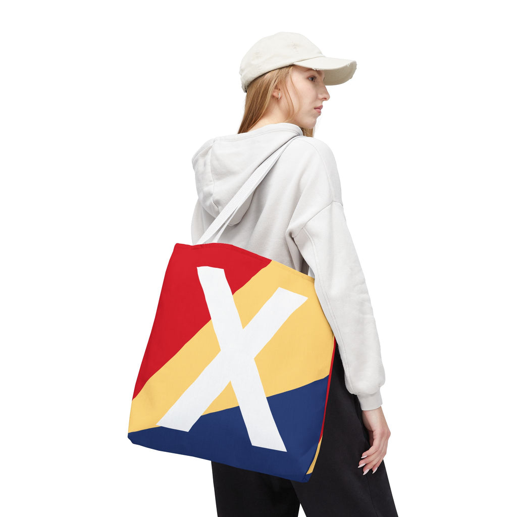 Monogram 'X' Colorblock Tote Bag — Personalized Initial X Shoulder Tote