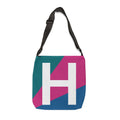 Initial Letter 'H' Colorblock Adjustable Tote Bag — Monogram Alphabet Shoulder Bag