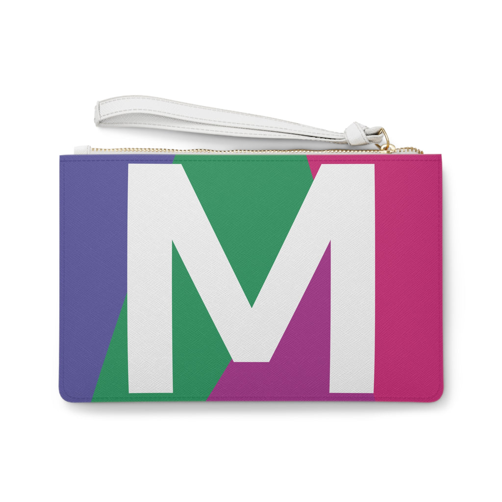 Monogram 'M' Colorblock Clutch Bag — Bold Geometric Wristlet for Everyday & Gifts