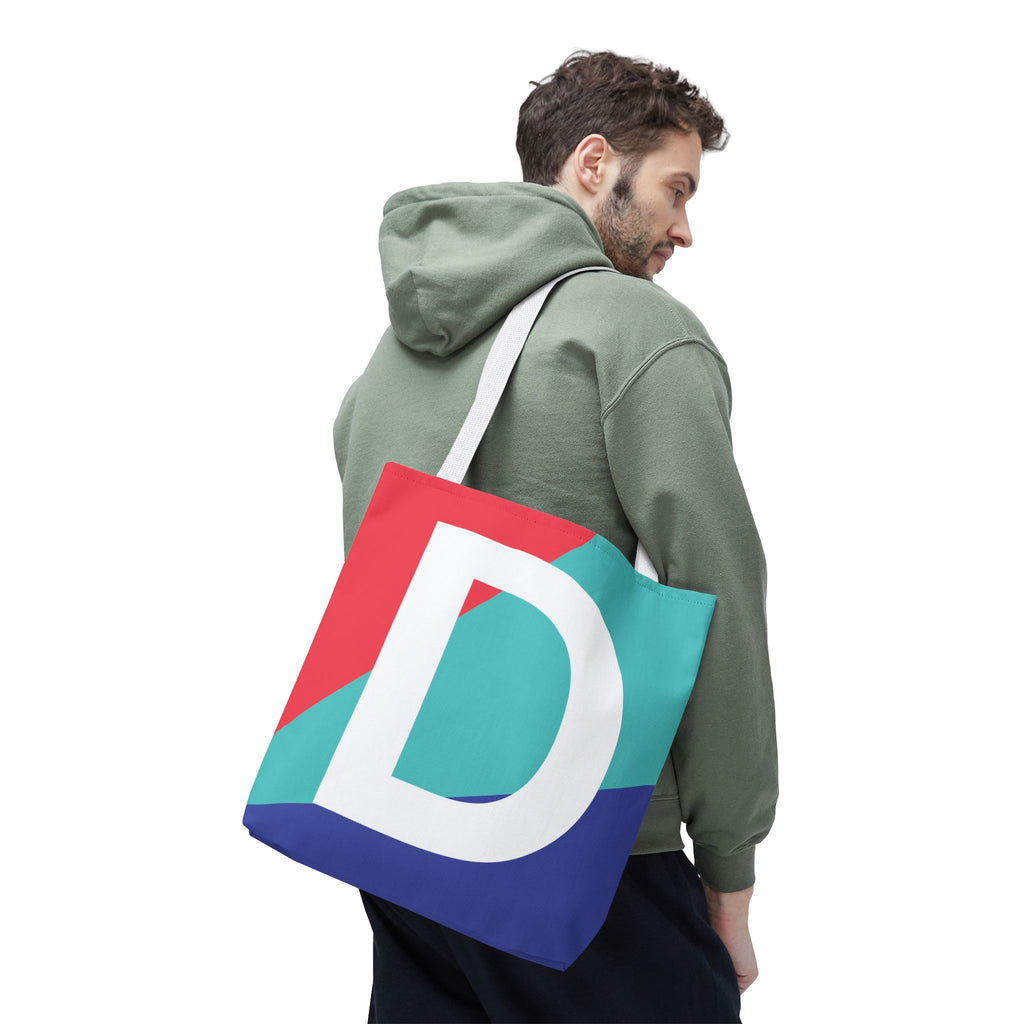 Monogram 'D' Colorblock Tote Bag — Personalized Initial D Shoulder Tote