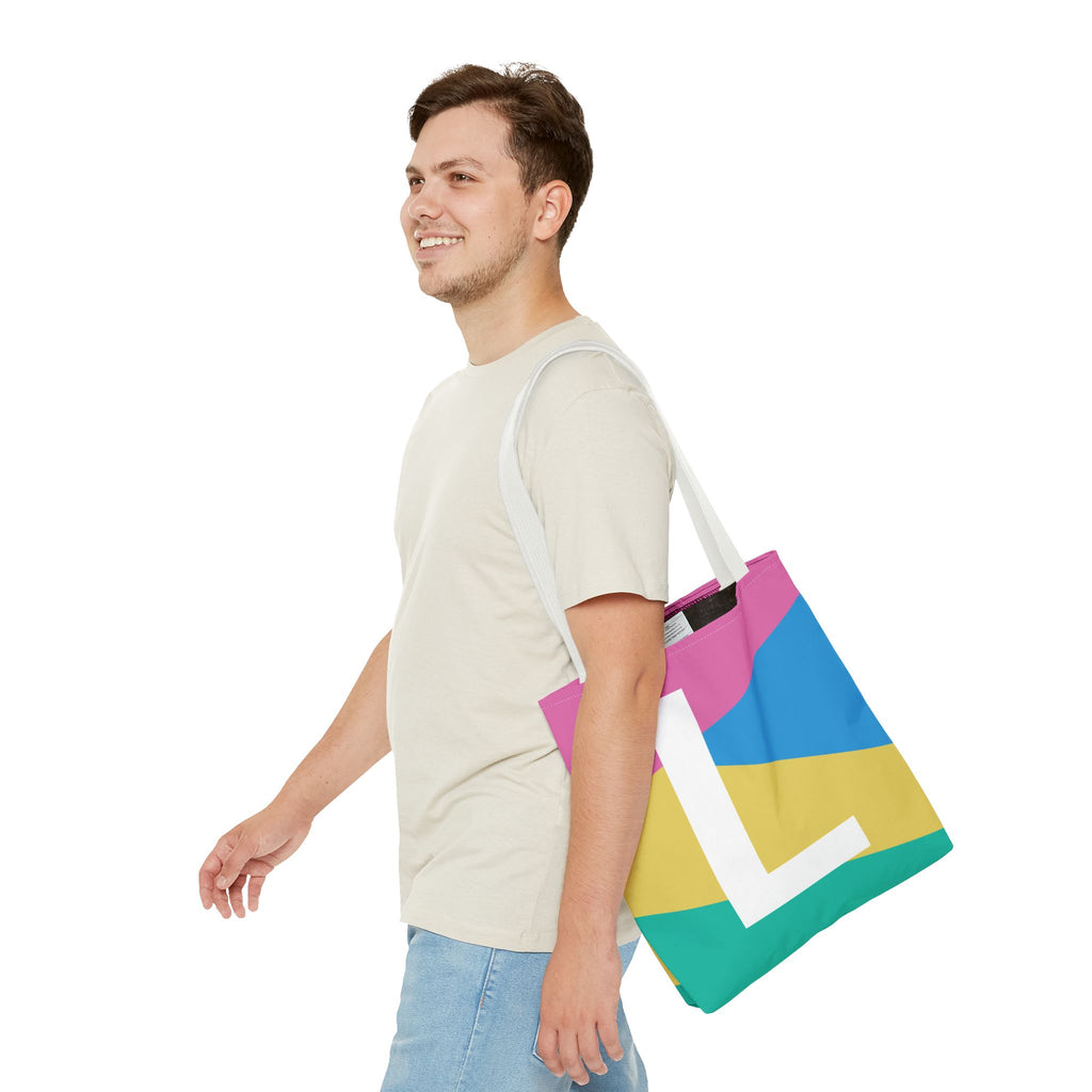 Monogram 'L' Colorblock Tote Bag — Personalized Initial L Shoulder Tote