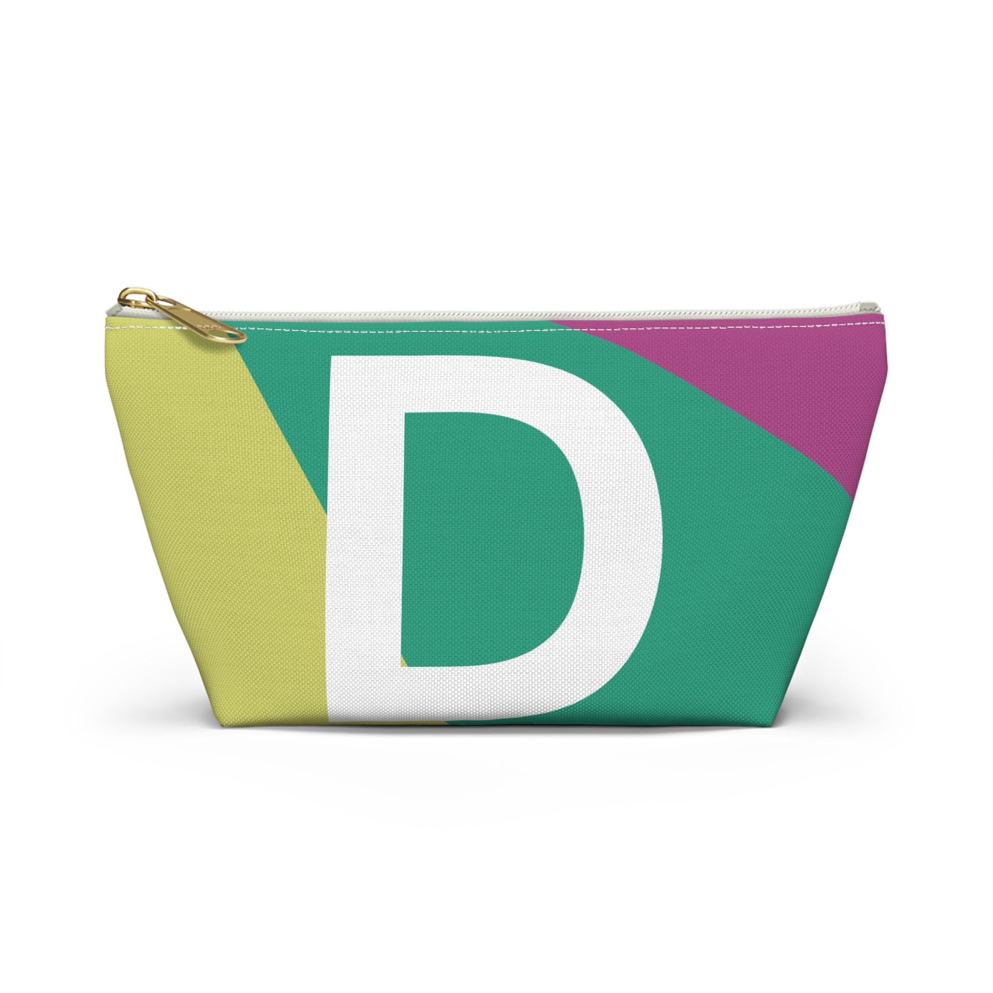 Initials Colorblock Accessory Pouch — Monogram D T-Bottom Cosmetic Bag